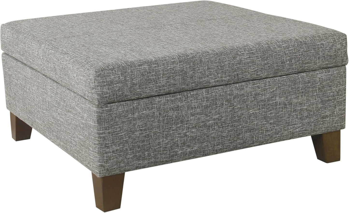 HomePop Home Decor | Luxury Square 32” Storage Ottoman with Lift Off Lid | Ottoman with Storage for Living Room & Bedroom, Slate Gray