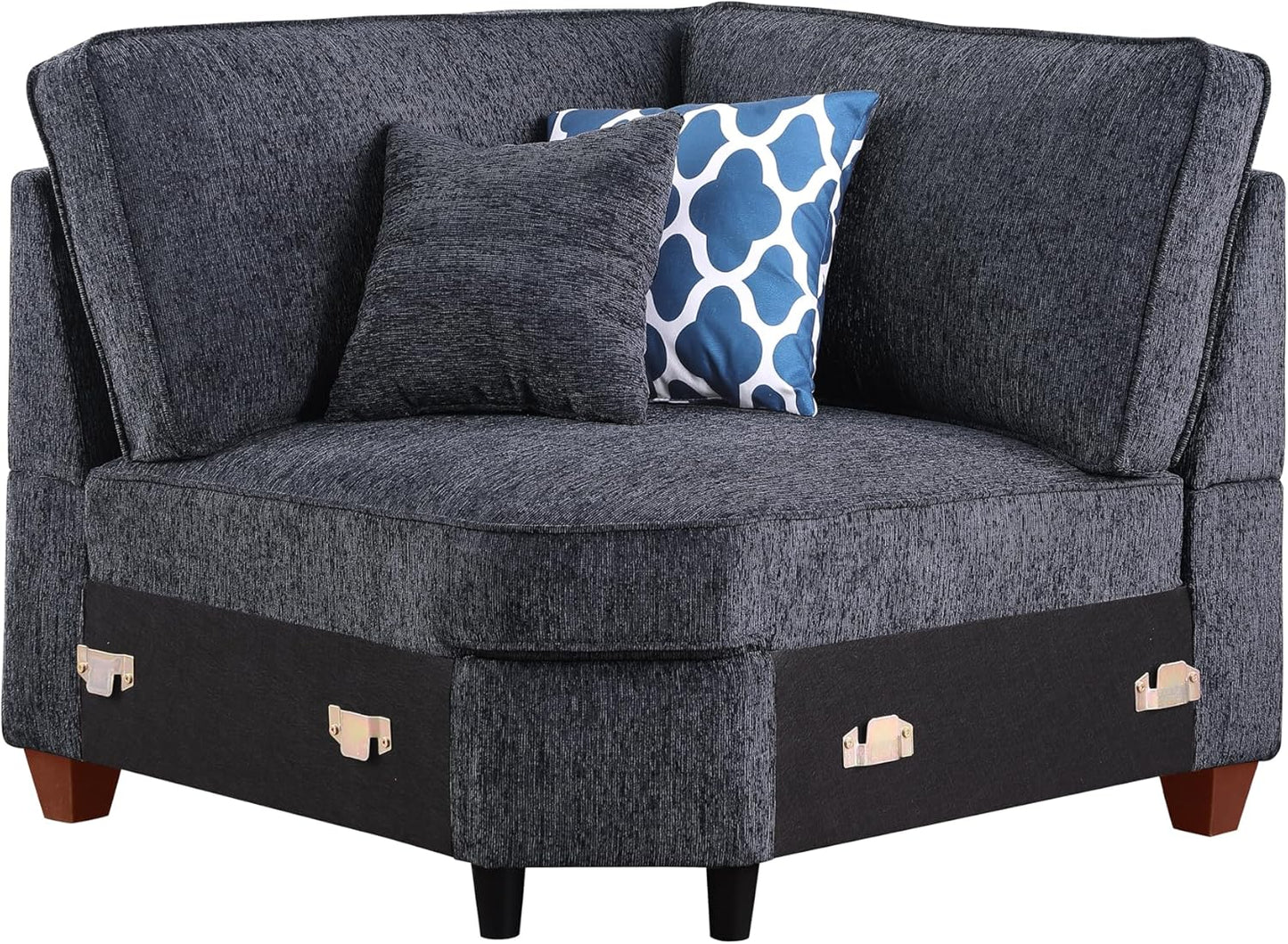 116" Convertible Sectional Couch with Movable Ottoman and 6 Throw Pillows,Chenille Upholstered Comfy Sofa 7 Seater,L-Shaped,Free Combination,Easy Assembly for Living Room,Apartment,Dark Gray