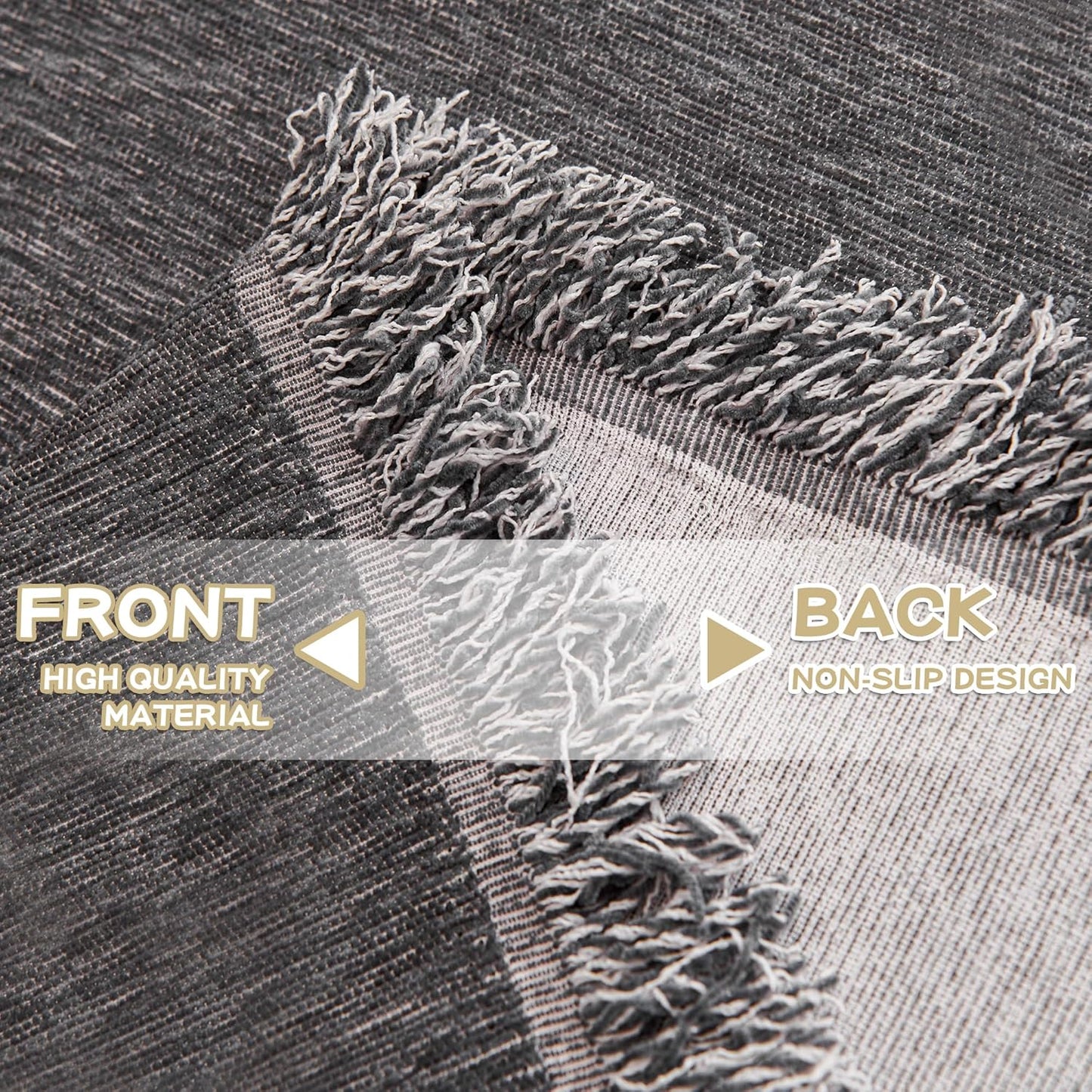 MYSKY HOME Chair Couch Covers Sectional Couch Covers for Pet Sofa Covers, Non Slip Soft Couch Sofa Cover, Washable Furniture Protector Sofa Slipcover with Tassel Throws, 71"x91", Dark Grey