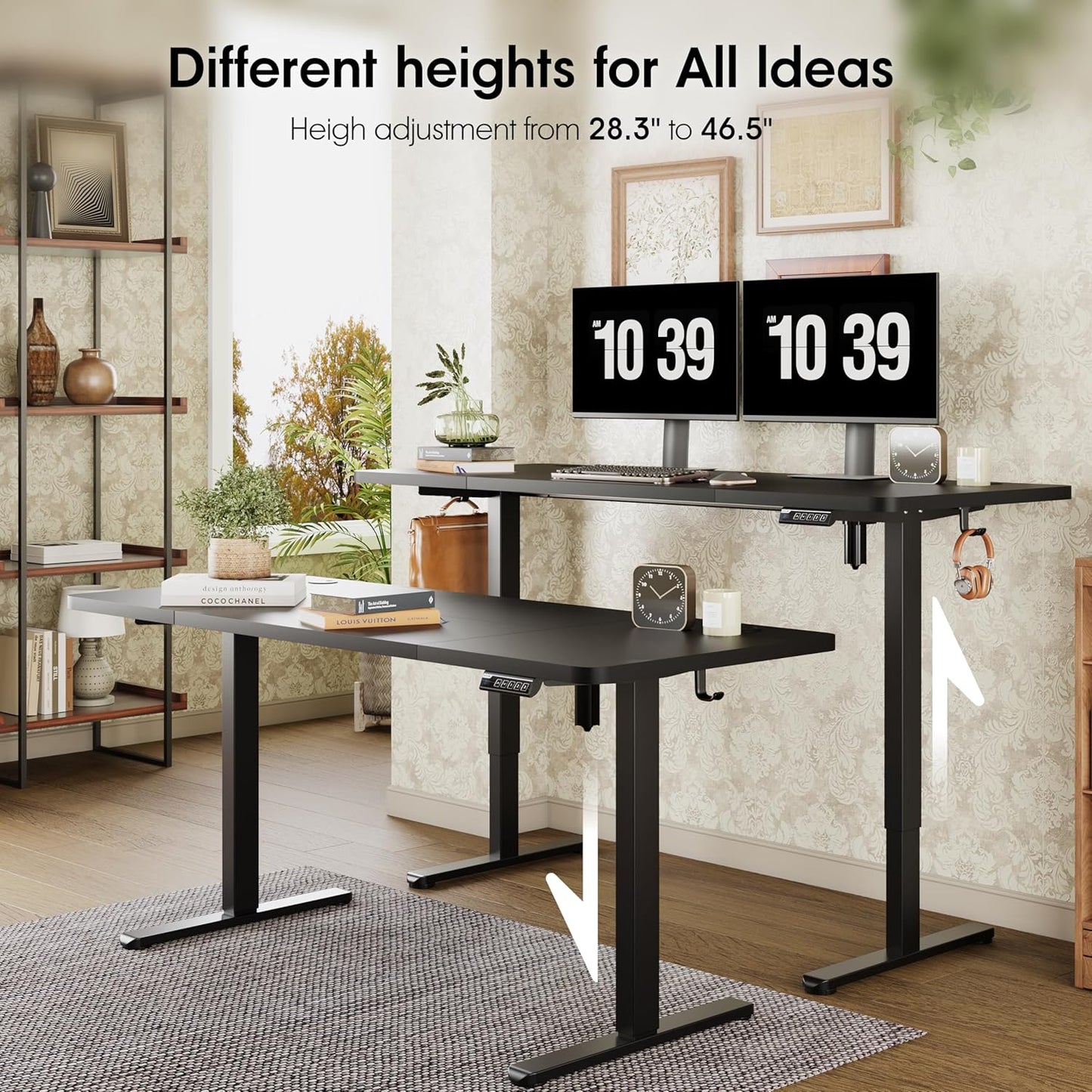 Monomi Electric Standing Desk, 71 x 31.5 inches Height Adjustable, Ergonomic Home Office Sit Stand Up Desk with Memory Preset Controller (Black Top/Black Frame)