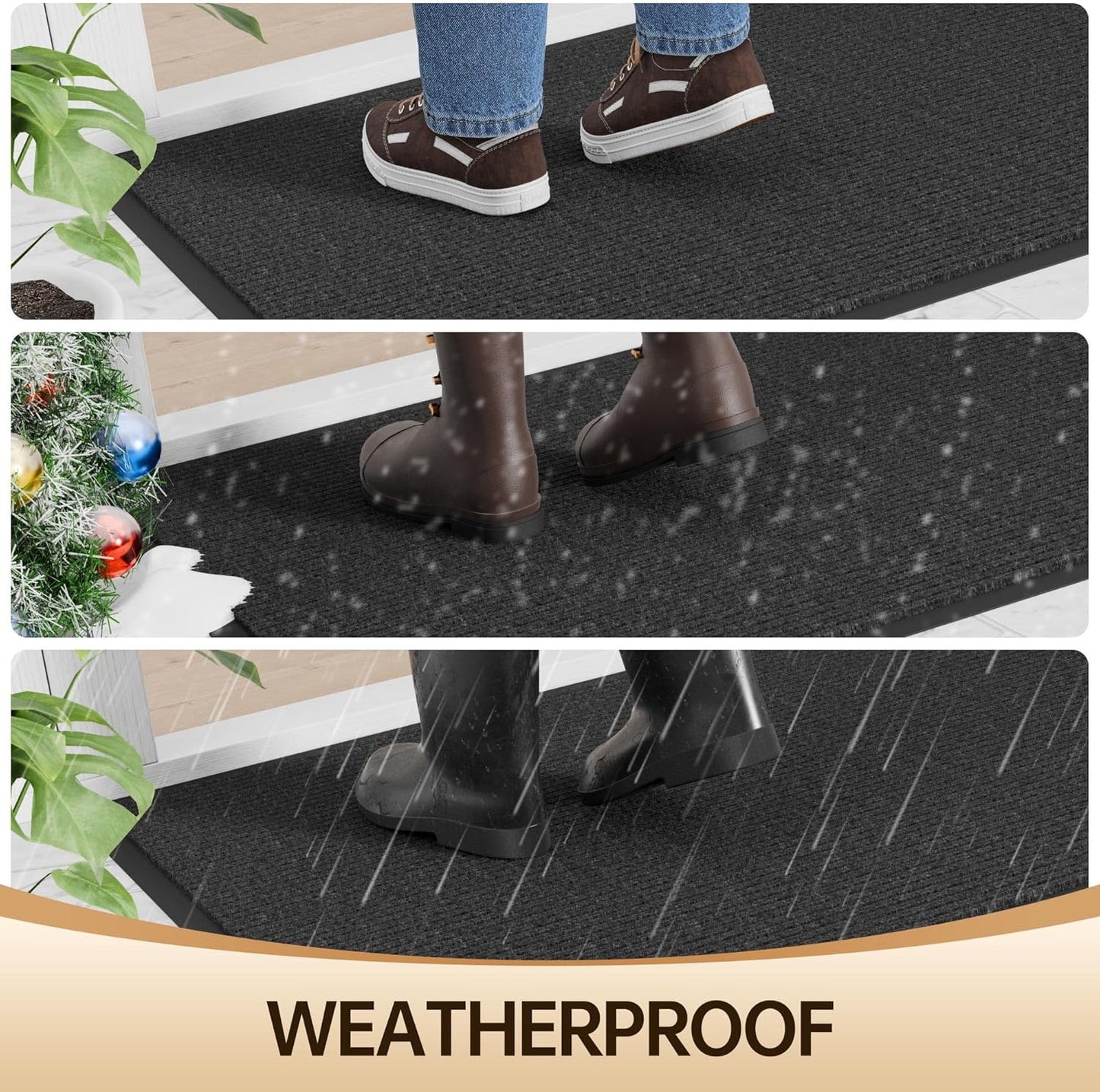 Amyracel Front Door Mat Indoor Outdoor Entrance, 48'' x 96'' All-Season Waterproof Heavy Duty Doormat for Outside Entry, Stain and Fade Resistant, Low Profile, Easy Clean Patio Entryway Mat