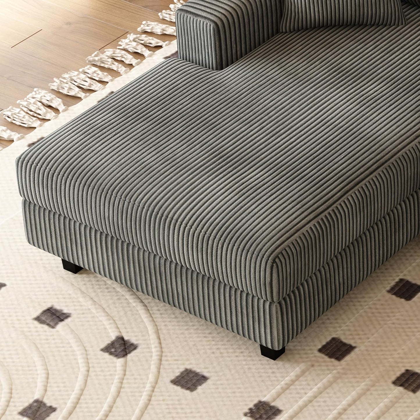 99" Symmetrical U Shaped Reversible Modular Sectional Sofa, Convertible Sofa Lounger Couch with Double Chaise Lounge and Thickness Cushions, Extra Wide Seat Couch w/Headrest