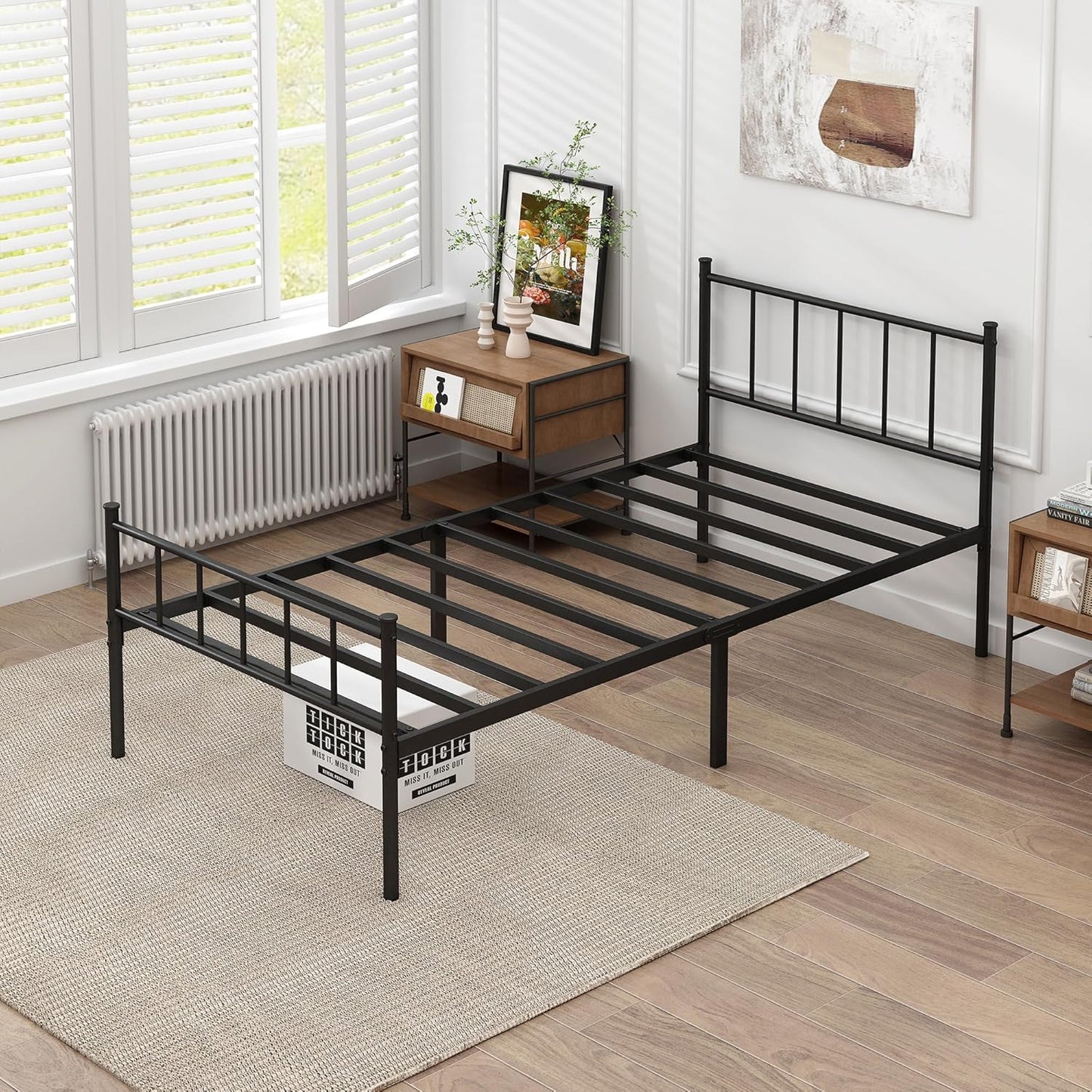 Twin XL Bed Frame-Classic Metal Platform Bed Frame,Mattress Foundation with Steel Slat Support,Under Foundation Storage,No Box Spring Needed, Easy Assembly,Twin XL Size