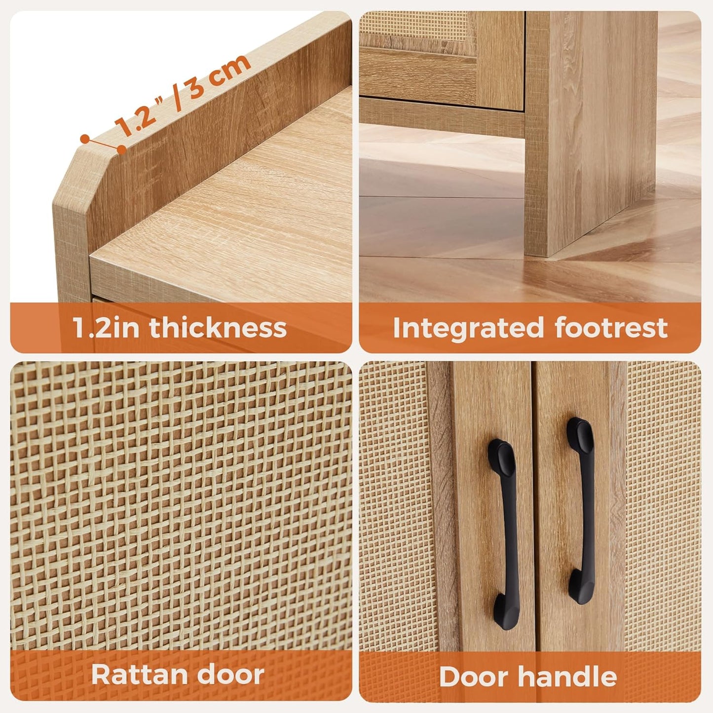 Shoe Cabinet Storage for Entryway, Natural Rattan Shoe Storage Cabinet, Wooden Shoe Rack Cabinet, Farmhouse Boho Wood Shoe Organizer Cabinet for Hallway