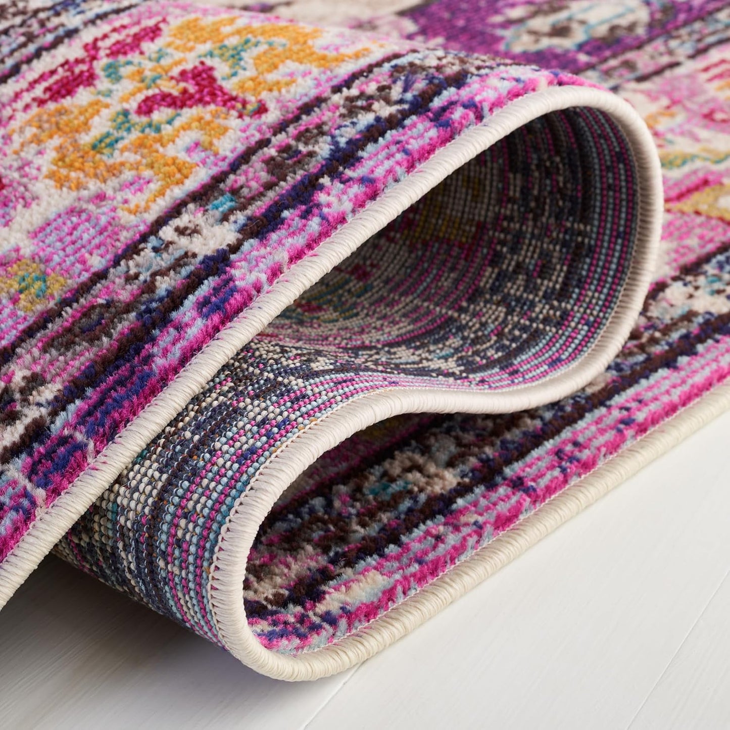 SAFAVIEH Monaco Collection Accent Rug - 2'2" x 4', Violet & Light Blue, Medallion Distressed Design, Non-Shedding & Easy Care, Ideal for High Traffic Areas in Entryway, Living Room, Bedroom (MNC243L)