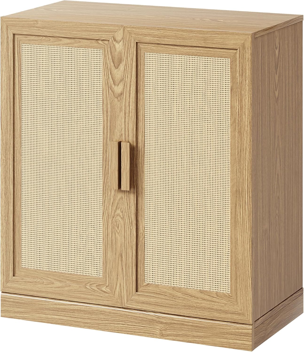 Buffet Cabinet, 2-Doors Sideboard Cabinet with Rattan Panels, Buffet Console Accent Table for Hallway Entryway Dining Room, 36", Oak