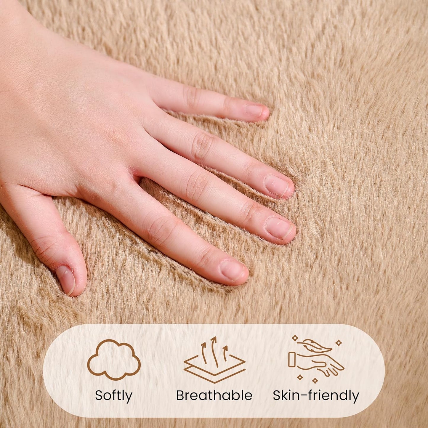 Bean Bag Chair with Filler Included, Faux Fur Comfy Chair with Petal Arm Rest Fluffy Reading Chair for Bedroom, Living Room, Dorm, Game - Taupe, Large, Low Support