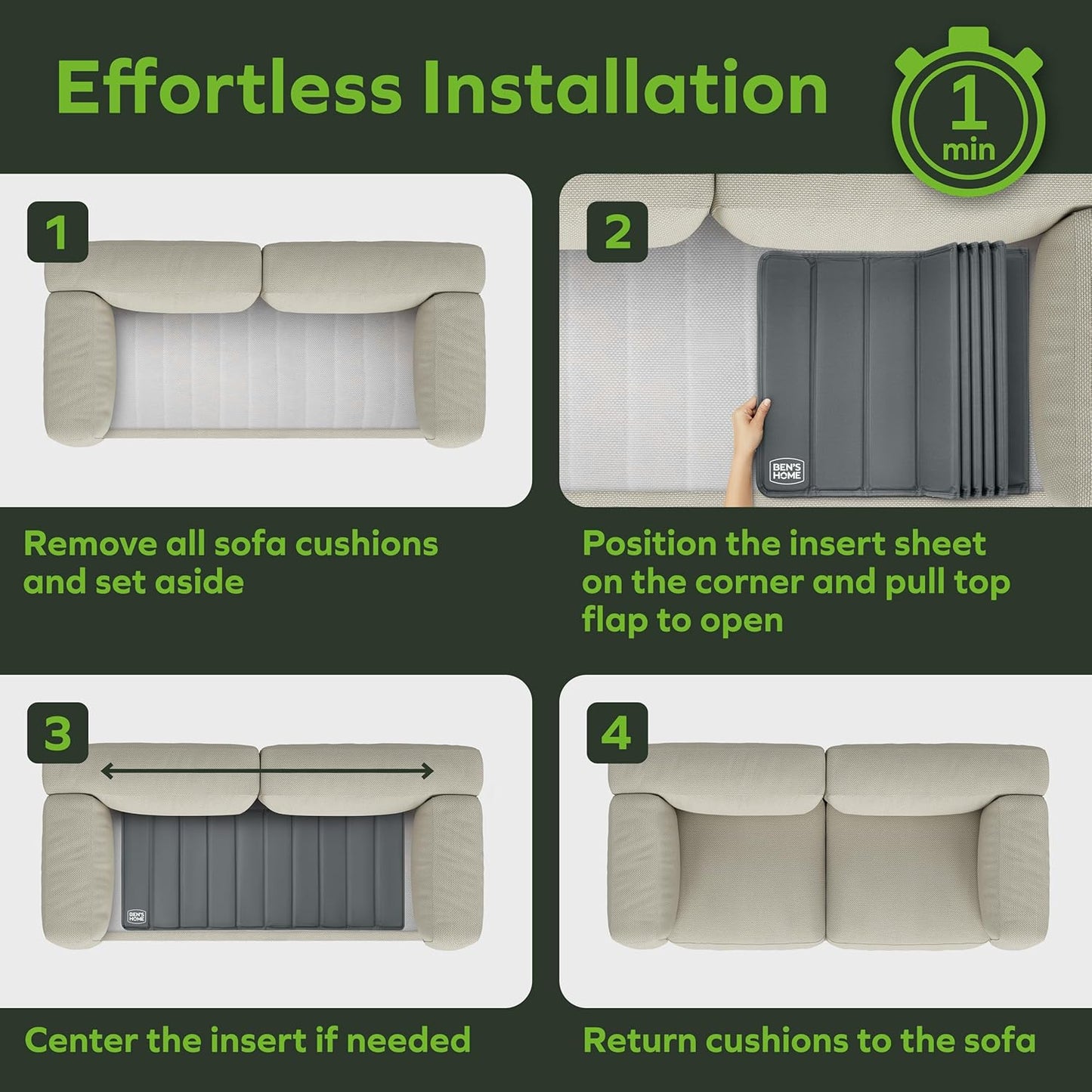 BEN'SHOME® Loveseat Cushion Support for fix Sagging Seats - Heavy Duty Solid .5" Wood Sofa Support Board | Adjustable 38"-45" x 19.7" Under Cushion Insert | Non-Slip Furniture Saver | 400 LB Capacity