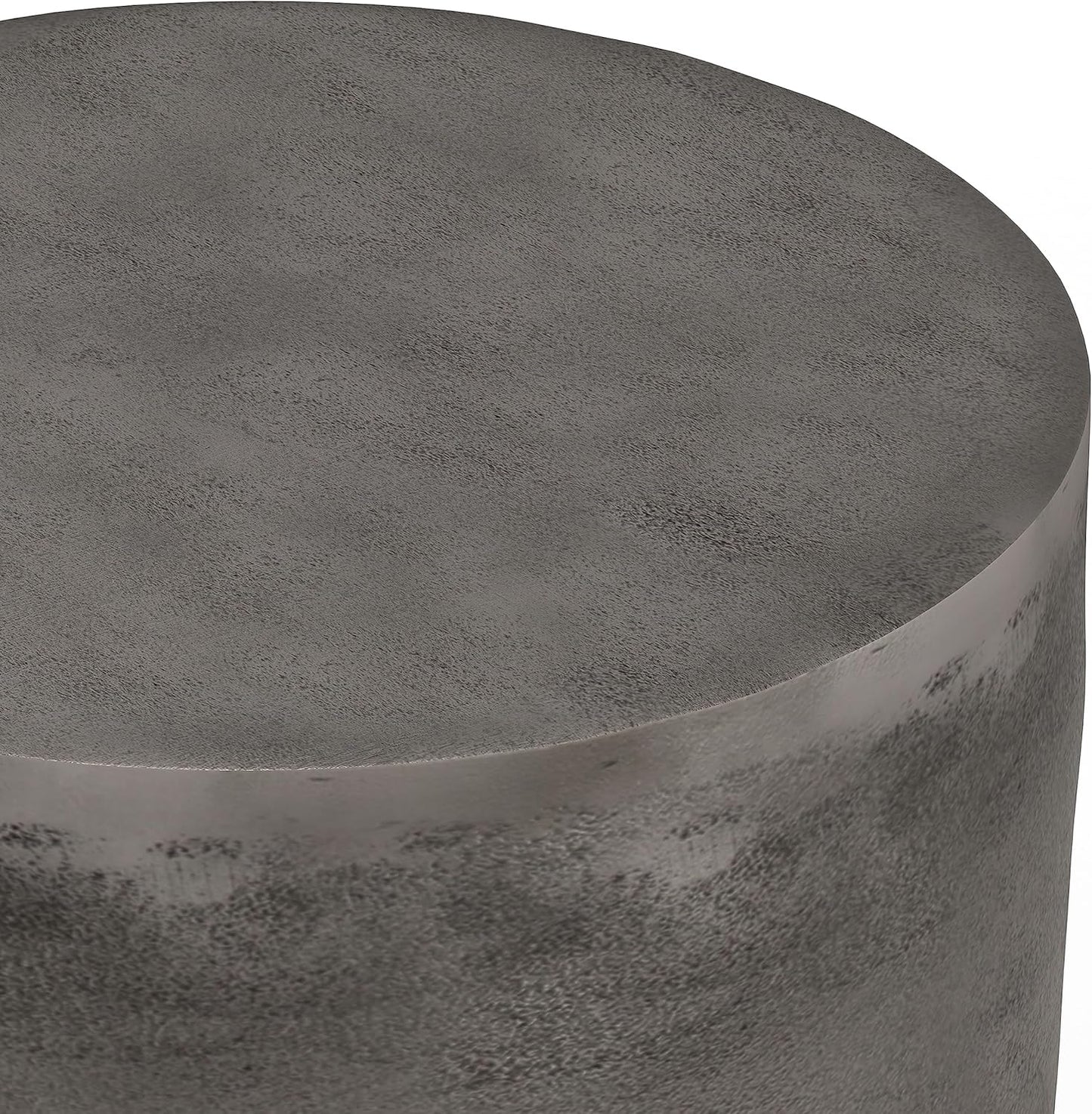 SIMPLIHOME Morris 17-inch Wide Cast Aluminum Metal Side Table in Antique Silver, Industrial Accent Table with Powder-Coated Finish for Living Room, Assembled