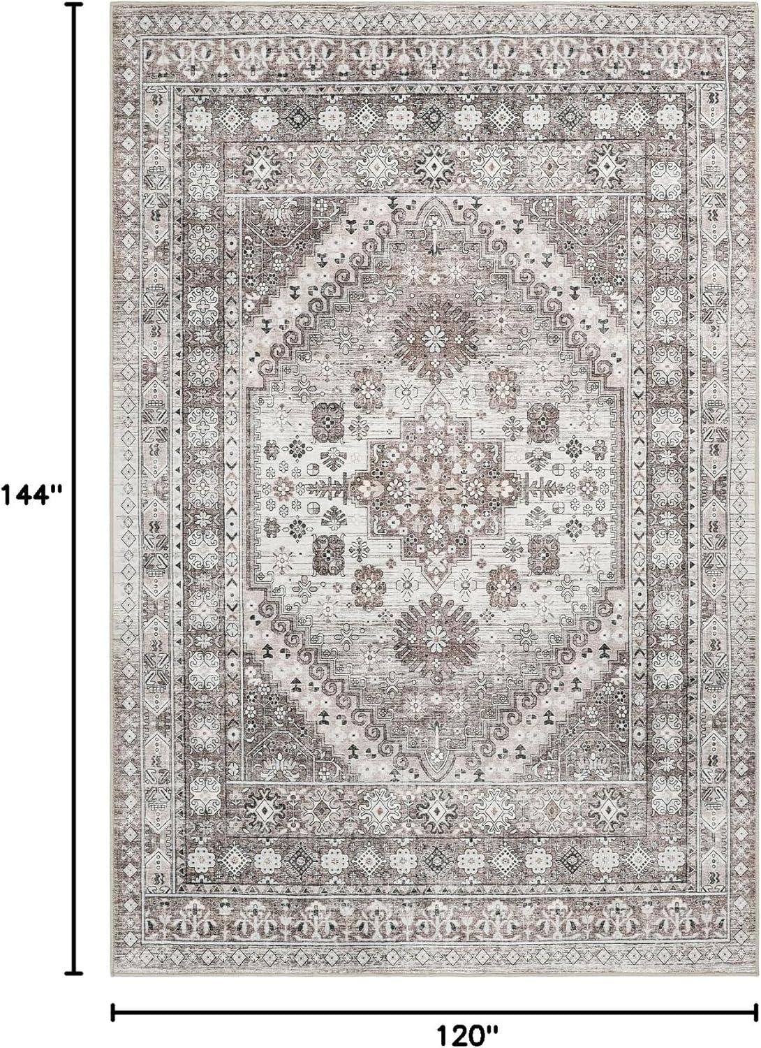 zesthome 10x12 Area Rugs,Stain Resistant Washable Rug,Ultra-Thin Rugs for Living Room,Bedroom,Non-Slip Backing Home Decor Large Area Rug (Brown/Beige,10'x12')