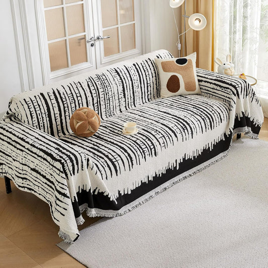 HAOMAIJIA Boho Sofa Covers Couch Covers for 3 Cushion Couch Sofa Pet Friendly Soft Thick Non Slip Couch Cover for Dogs Washable Sectional Couch Covers L Shape Furniture Protecto (XF-Black, 71"x118")