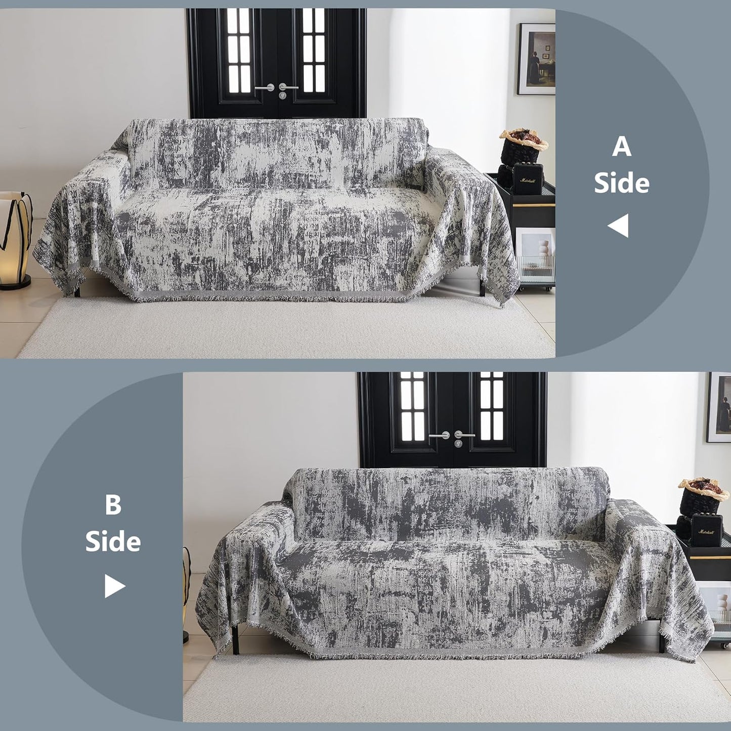 MYSKY HOME Couch Cover for Sectional Sofa Set Abstract Geometric Furniture Sofa Cover Washable for Dog Cat Pet Couch Cover 3 Seat Sofa Chenille Couch Protector Multi Use Couch Cover Blanket, 91" X150"