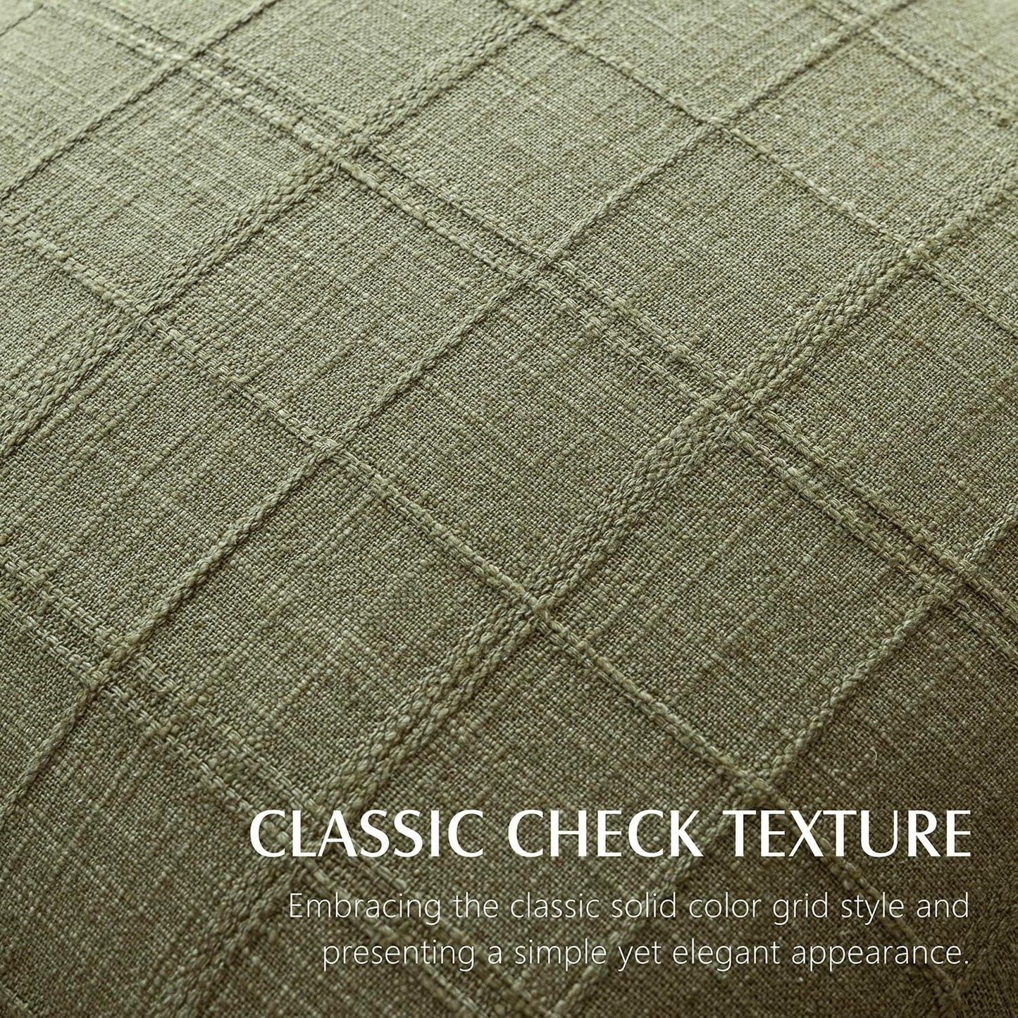 Foindtower Set of 2 Decorative Linen Check Throw Pillow Covers Neutral Farmhouse Lumbar Cushion Covers Modern Boho Home Decor for Sofa Chair Couch Bedroom Living Room Outdoor,12×20 Inch,Sage Green
