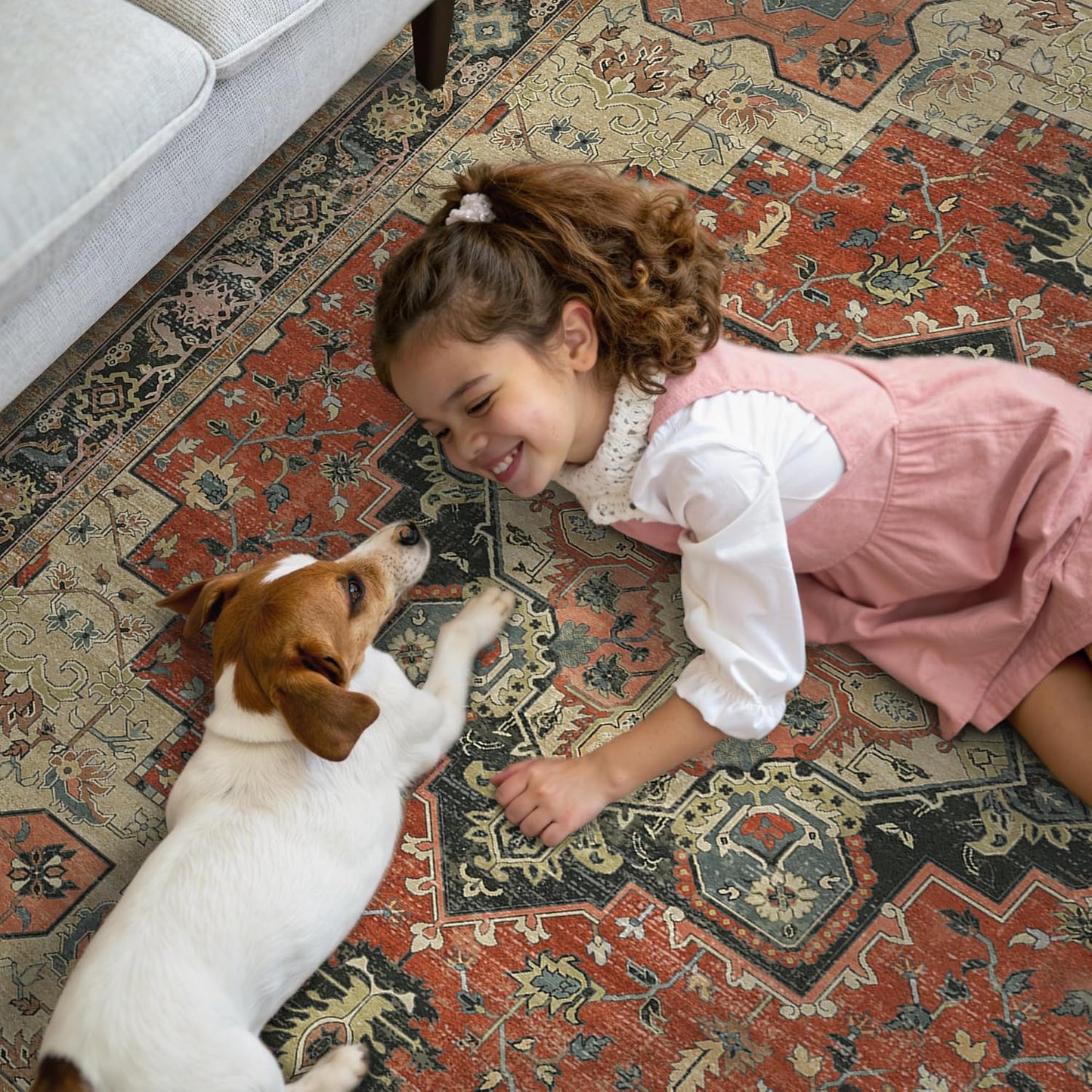 GENIMO 2x5 Runner Rugs for Hallway, Machine Washable Non Slip Vintage Rugs, Low Pile Lightweight Soft Print Rug for enrtyway, Corridor, Home Office, Kitchen,Desert Ember