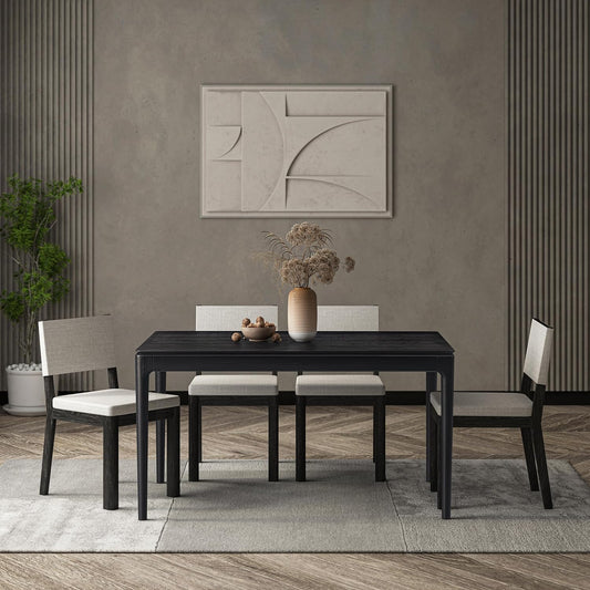 NTC Mingle 55 Inch Modern Design, Rectangular Dinner Table for Dining Room, Living Room Furniture, Effortless Assembly, Burnt Black