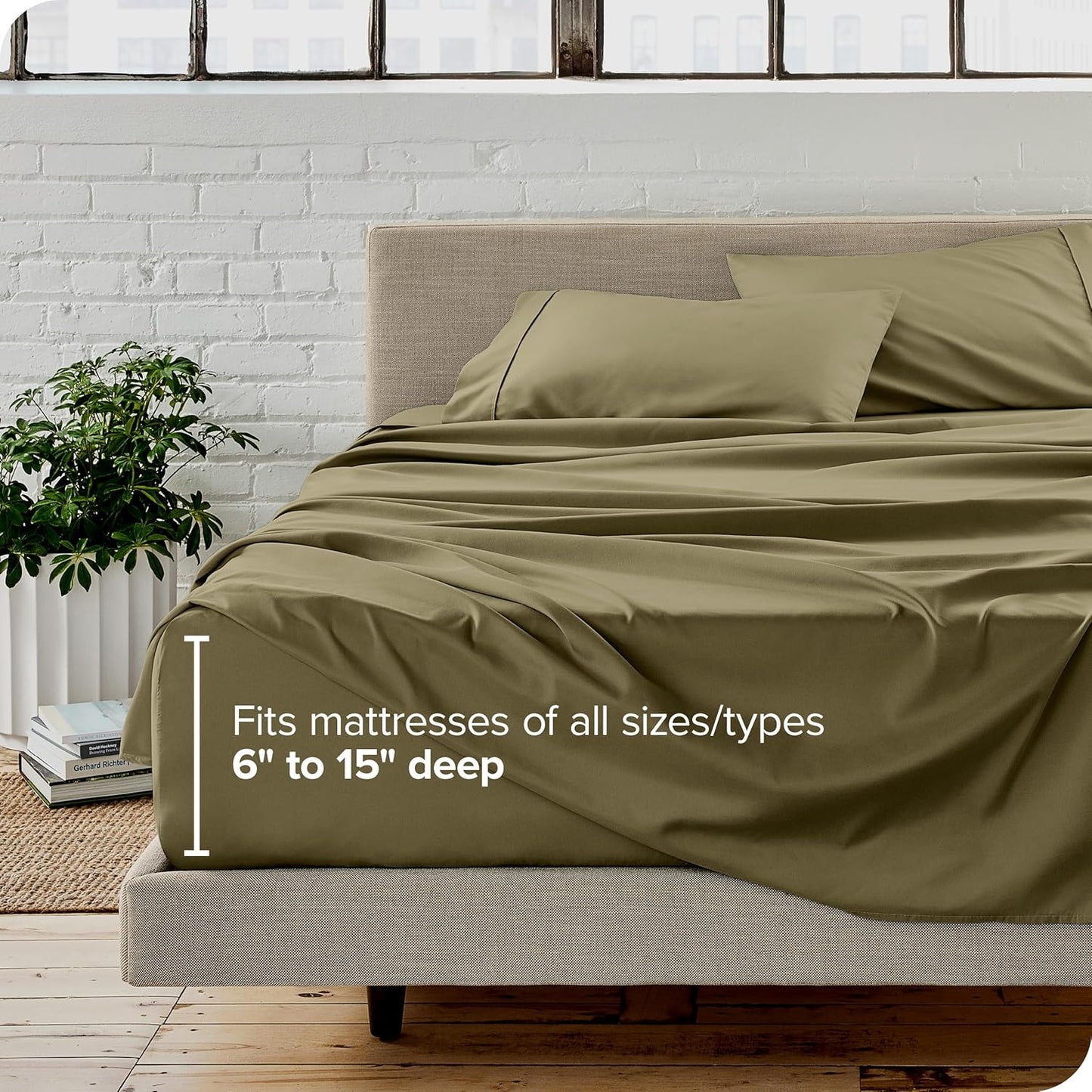 Bare Home California King Sheet Set - 1800 Ultra-Soft Microfiber Cal King Bed Sheets - Double Brushed - Deep Pockets - Easy Fit - 4 Piece Set - Bed Sheets (California King, Olive)