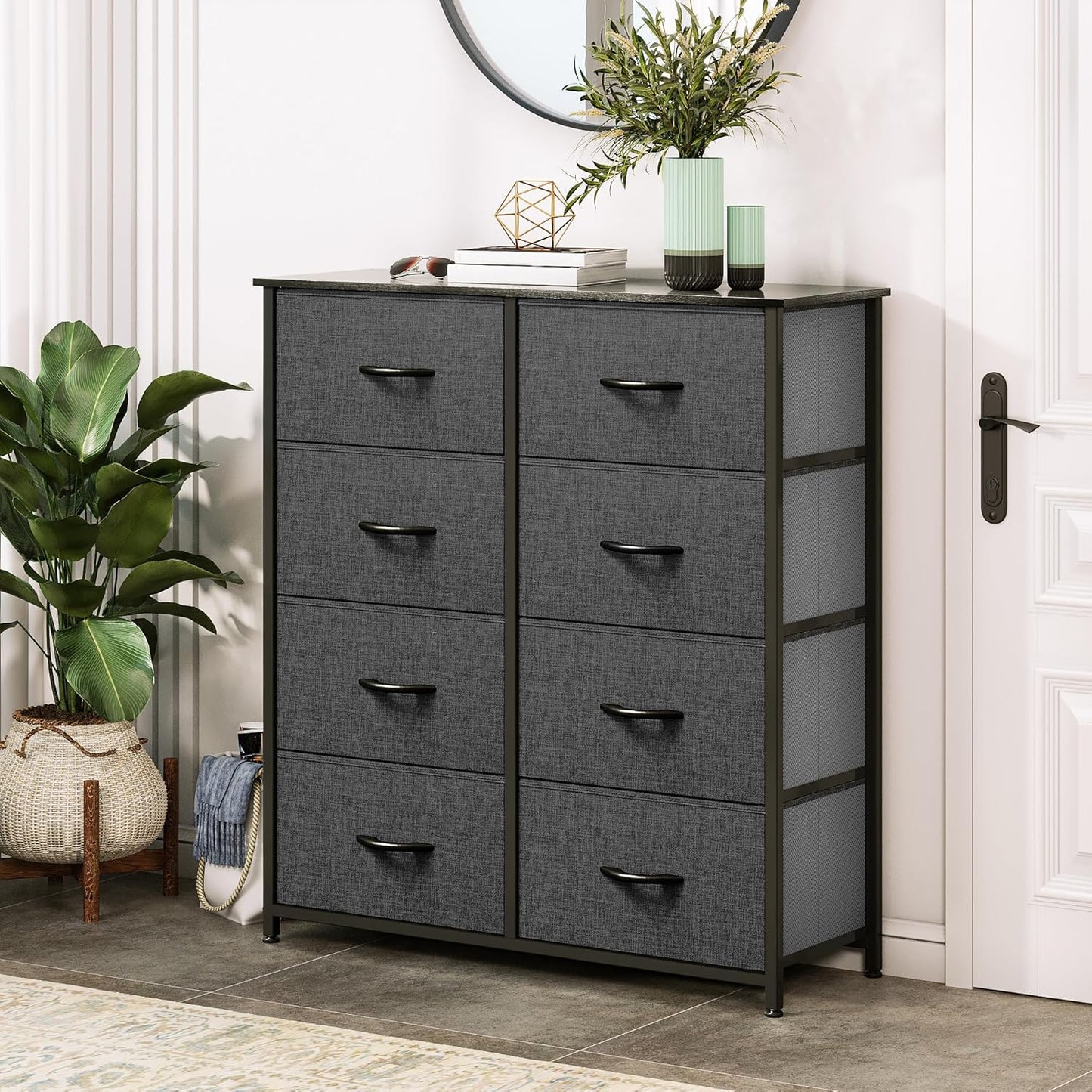 DWVO Dresser for Bedroom, Fabric Dresser with 8 Drawers, Chest of Drawers for Closet, Living Room