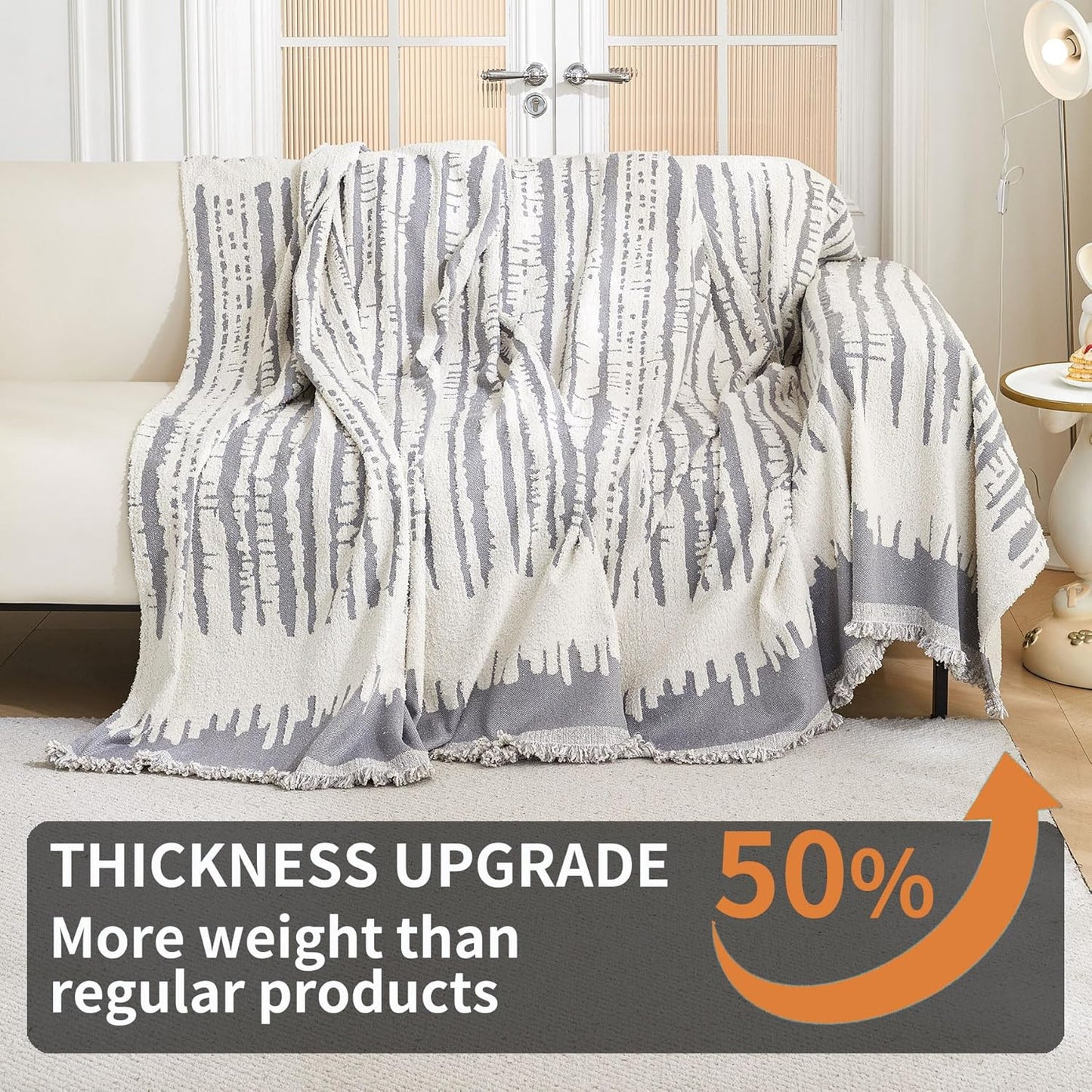 HAOMAIJIA Boho Sofa Covers Couch Covers for 3 Cushion Couch Sofa Pet Friendly Soft Thick Non Slip Couch Cover for Dogs Washable Sectional Couch Covers L Shape Furniture Protecto (XF-Grey, 71"x118")