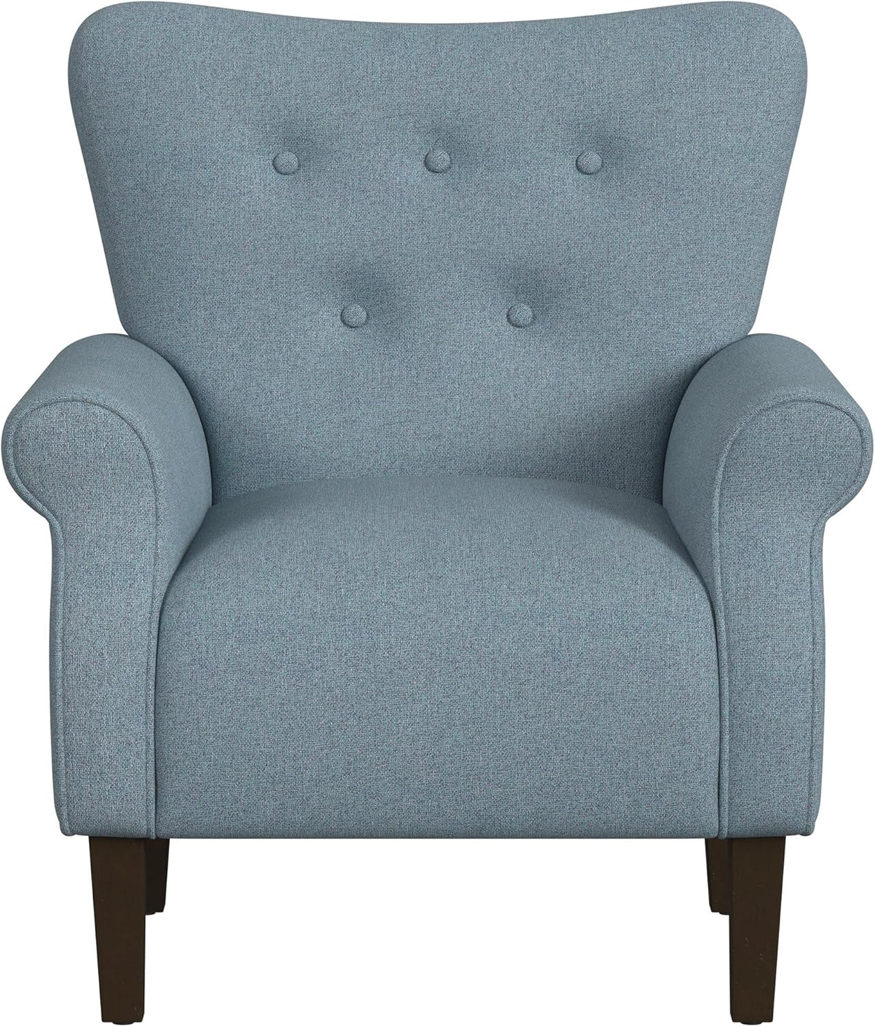 Home Decor | Upholstered Rolled Arm Wingback Accent Chair | Accent Chairs for Living Room & Bedroom | Decorative Home Furniture - Blue Textured Woven
