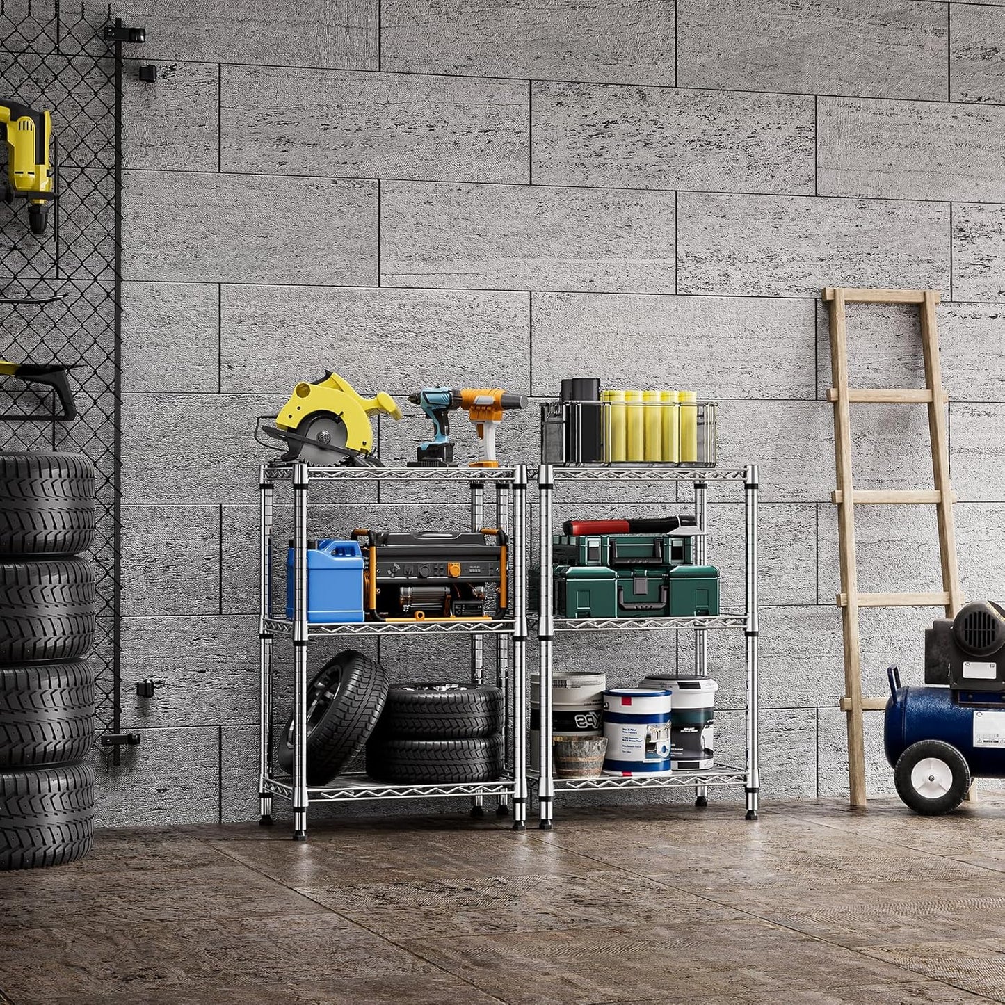 750 lbs 3 Tier Shelf Metal Storage Shelves Shelving Wire Rack Heavy Duty Closet Organizers for Garage Kitchen Bathroom Laundry Chrome 13.8" D x 23.6" W x 35.5" H