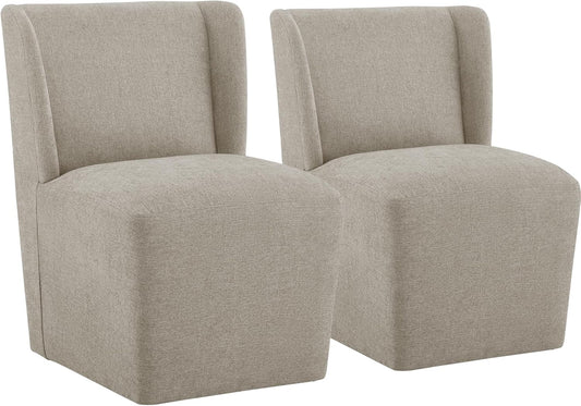 Dining Chairs with Casters Require Assembly Upholstered Wingback Single Sofa Armless Deskchair for Bedroom Waiting Room Kitchen Diningroom