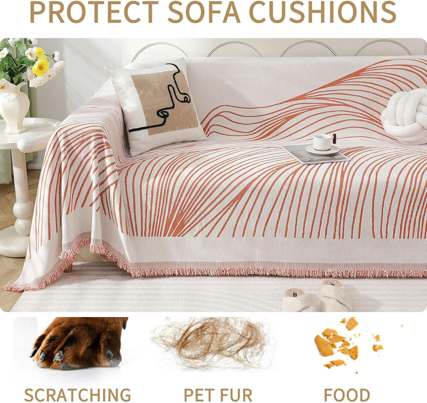 Non Slip Sofa Covers Couch Covers for 2 Cushion Couch Sofa Pet Friendly Washable Couch Covers for Sofa, Soft Thick Sectional Couch Covers L Shape Furniture Protector for Kids, Dogs 71" X102"
