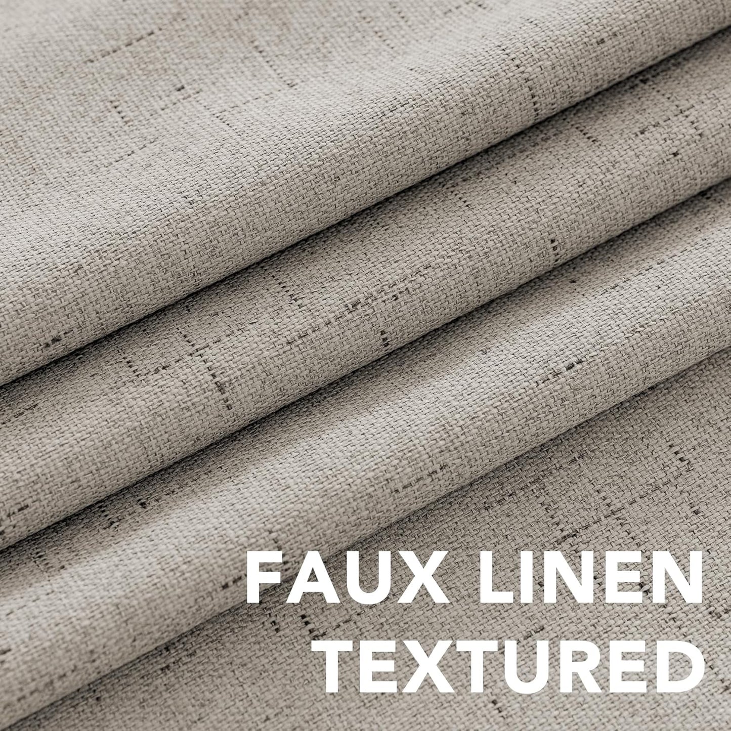 H.VERSAILTEX Linen Blackout Curtains 72 Inches Long 100% Absolutely Blackout Thermal Insulated Textured Linen Look Curtain Draperies Anti-Rust Grommet, Energy Saving with White Liner, 2 Panels, Stone