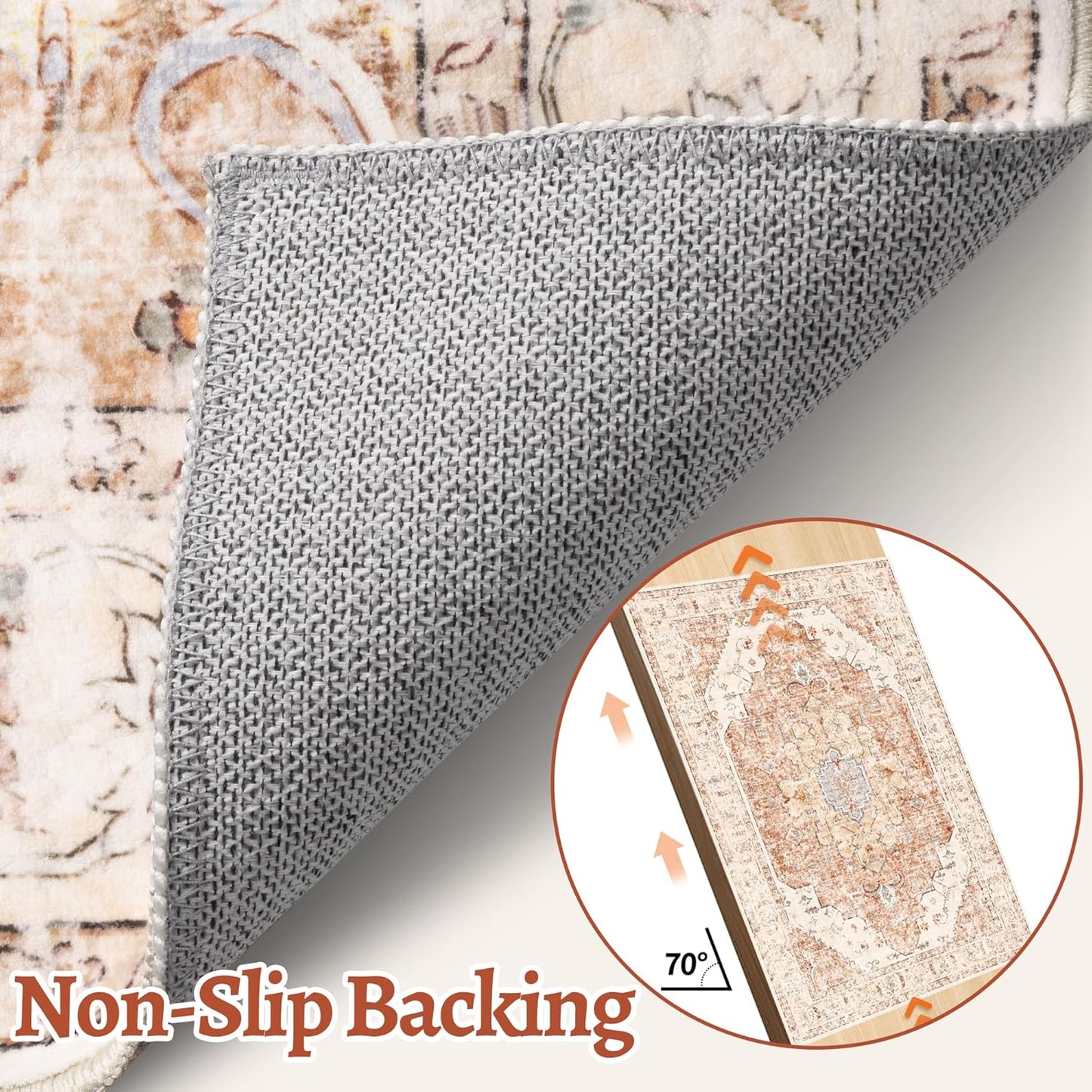 Tangsoo 2x6 Washable Runner Rug for Hallways, Non Slip Vintage, Soft Low Pile Long Runner, Print Distressed Brick Red for Kitchen Bedroom Entryway Bathroom Living Room