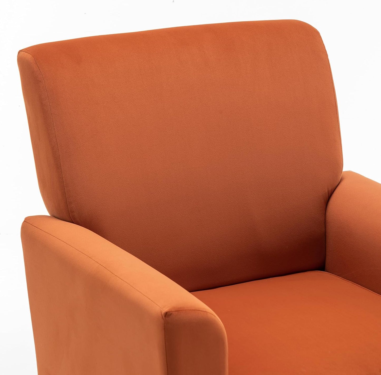 Container Furniture Direct Contemporary Accent Arm Chair with Birch Wood Frame and Velvet Upholstery, Armchair for Office and Living Room Decor, Removable Cushions, Orange