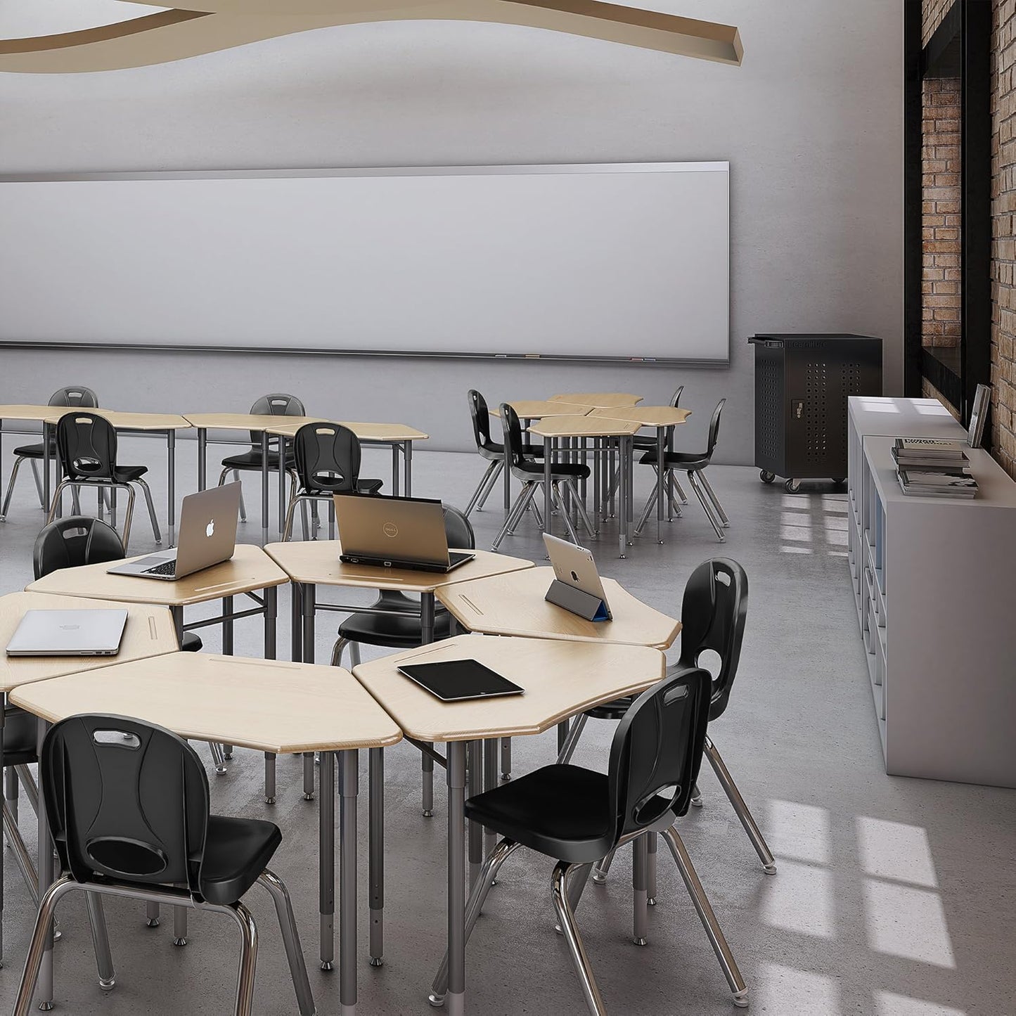 Learniture LNT-116-CSW-BK Learniture Structure Series Stackable School Chairs for Classroom, 16" Seat Height, Black, Pack of 4