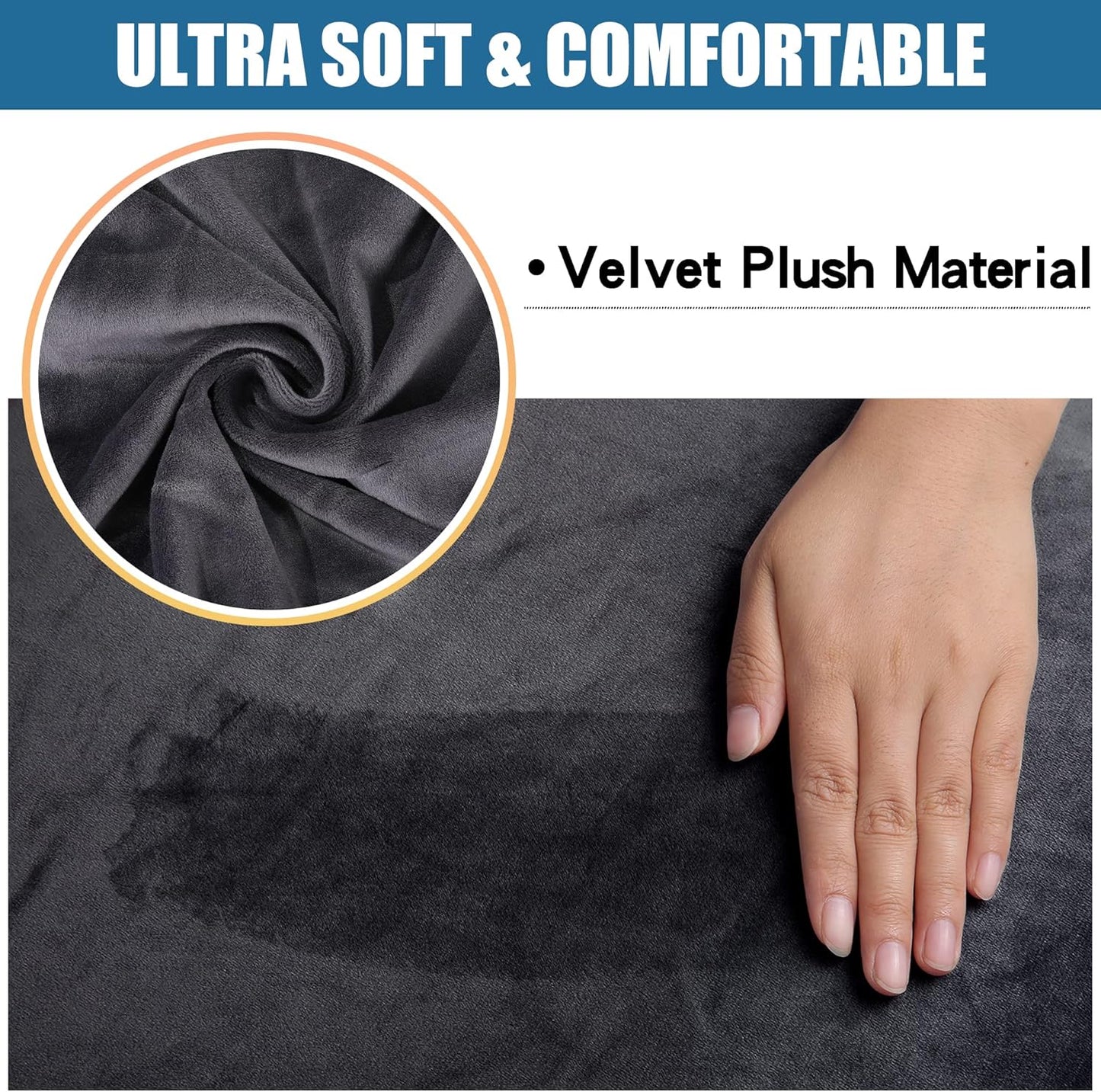 Smiry Velvet Seat Covers for Dining Room Chair Set of 6, Stretch Fit Removable Washable Chair Seat Cushion Protector Slipcovers with Ties, Dark Grey