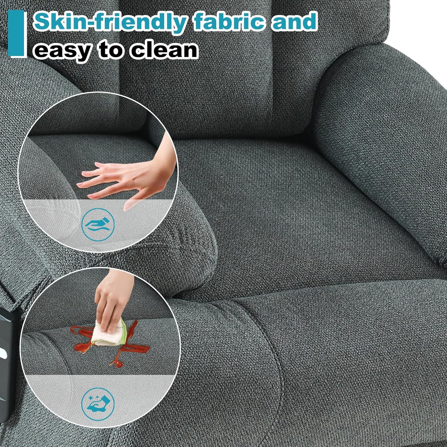 Recliner Chair Power Lift Massage Chair Full Body 23" Large Size Electric Recliner with Seniors, Home Theater Seating with Remote Control, Side Pocket, Spacious Seat, Dark Gray