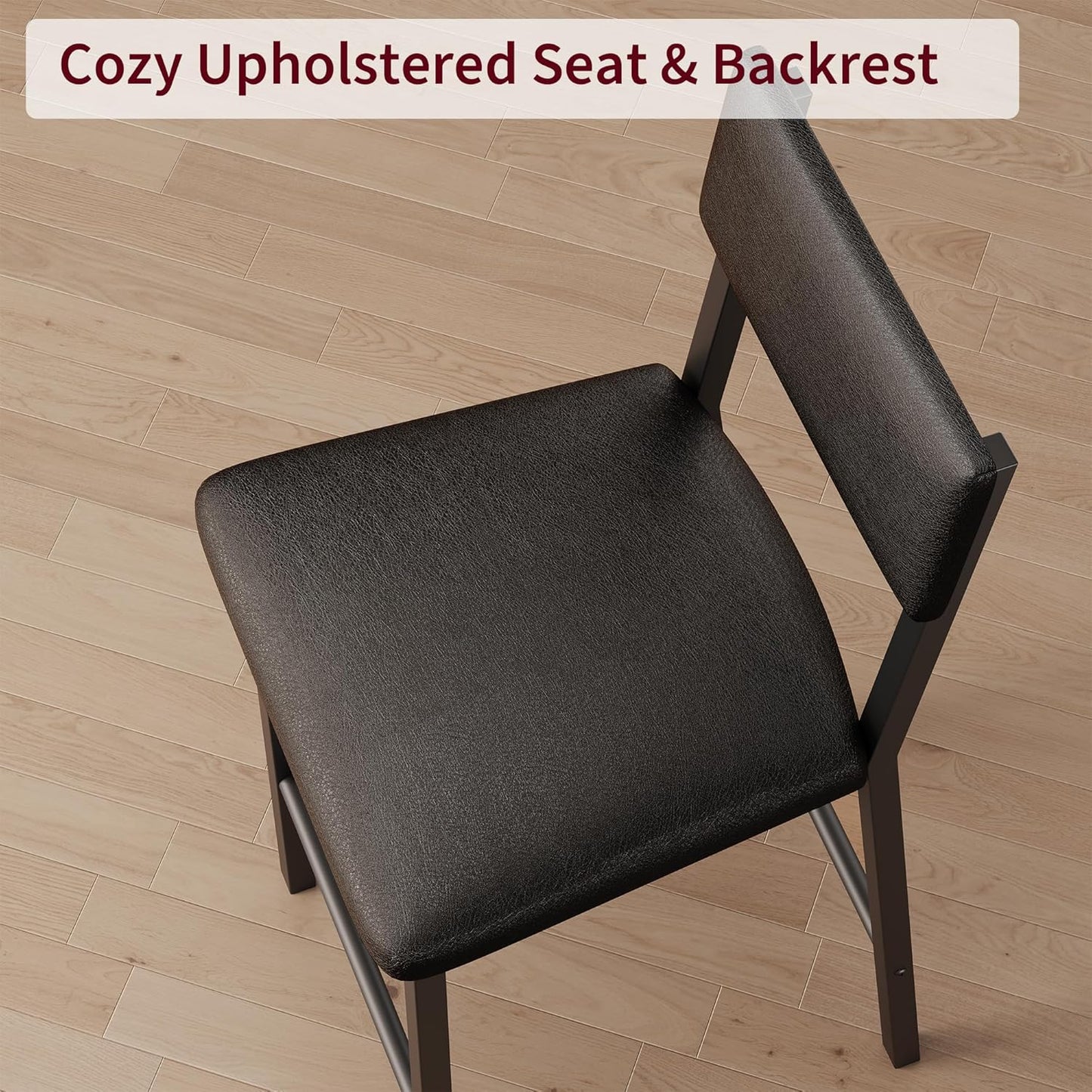 GarveeHome Bar Stools Set of 2, Counter Stools with Back and Thickened Metal Legs, Upholstered PU Leather Counter Height Barstools with Footrest, for Kitchen Island, Bar, Black