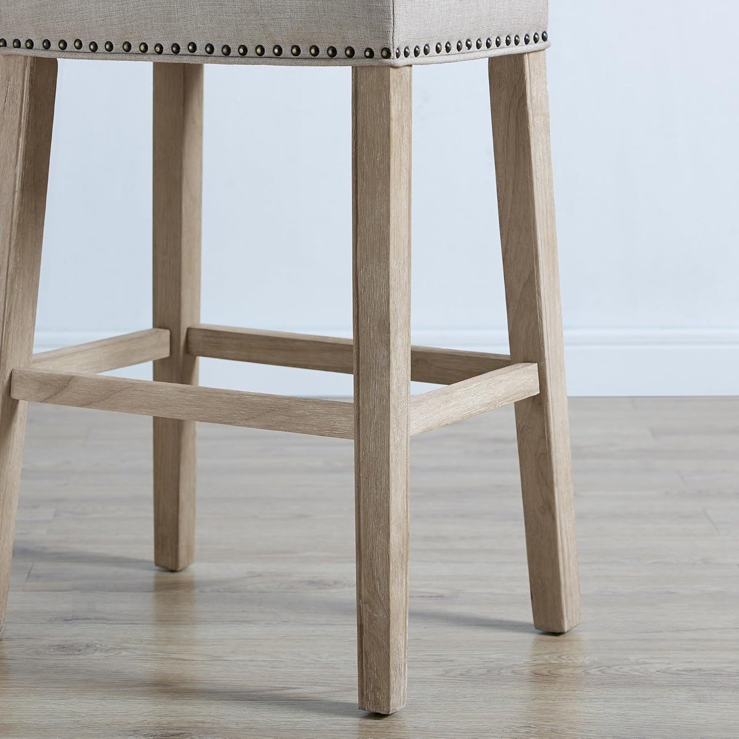 Roundhill Furniture Coco Upholstered Backless Saddle Seat Bar Stools 29" Height, Set of 2, Tan