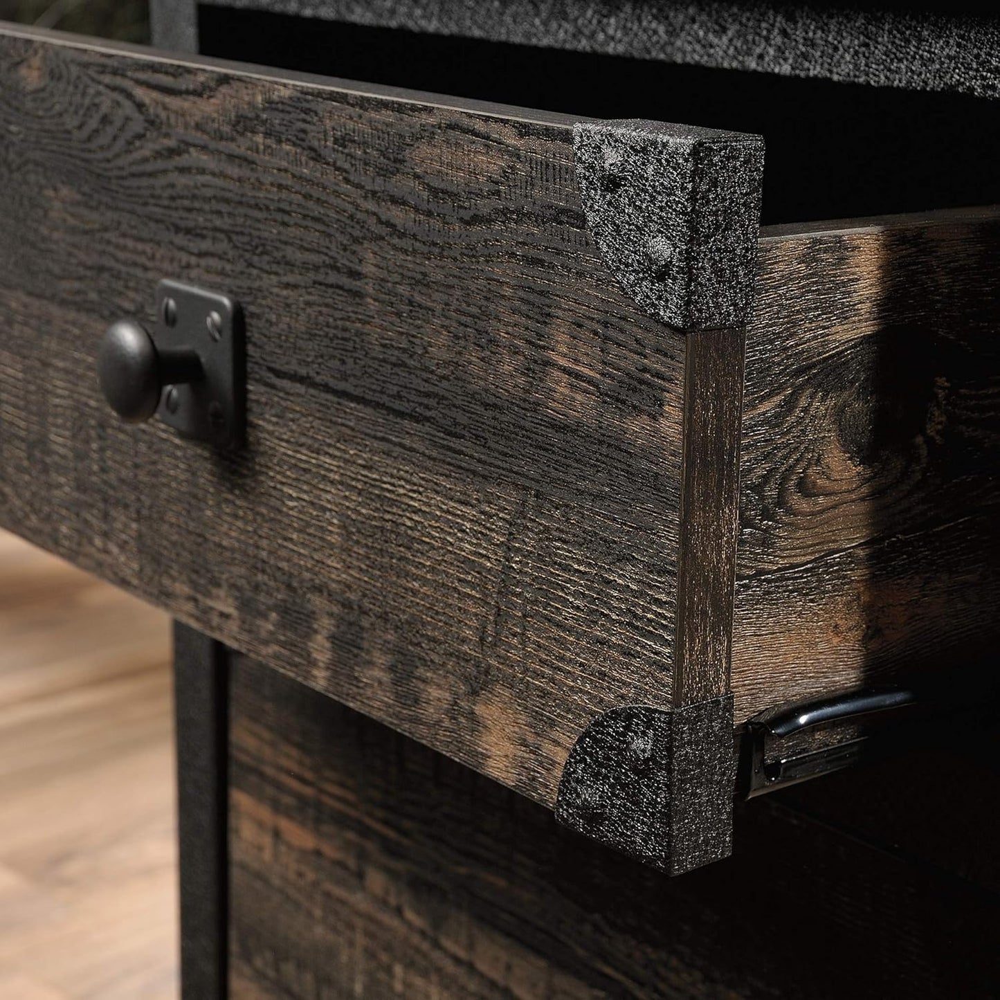 Sauder Steel River File Pedestal, L: 20.87" x W: 23.86" x H: 26.58", Carbon Oak Finish