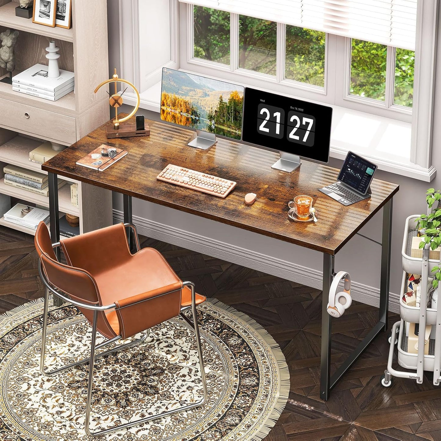 Coleshome 54 Inch Computer Desk, Modern Simple Style Desk for Home Office, Study Student Writing Desk, Vintage