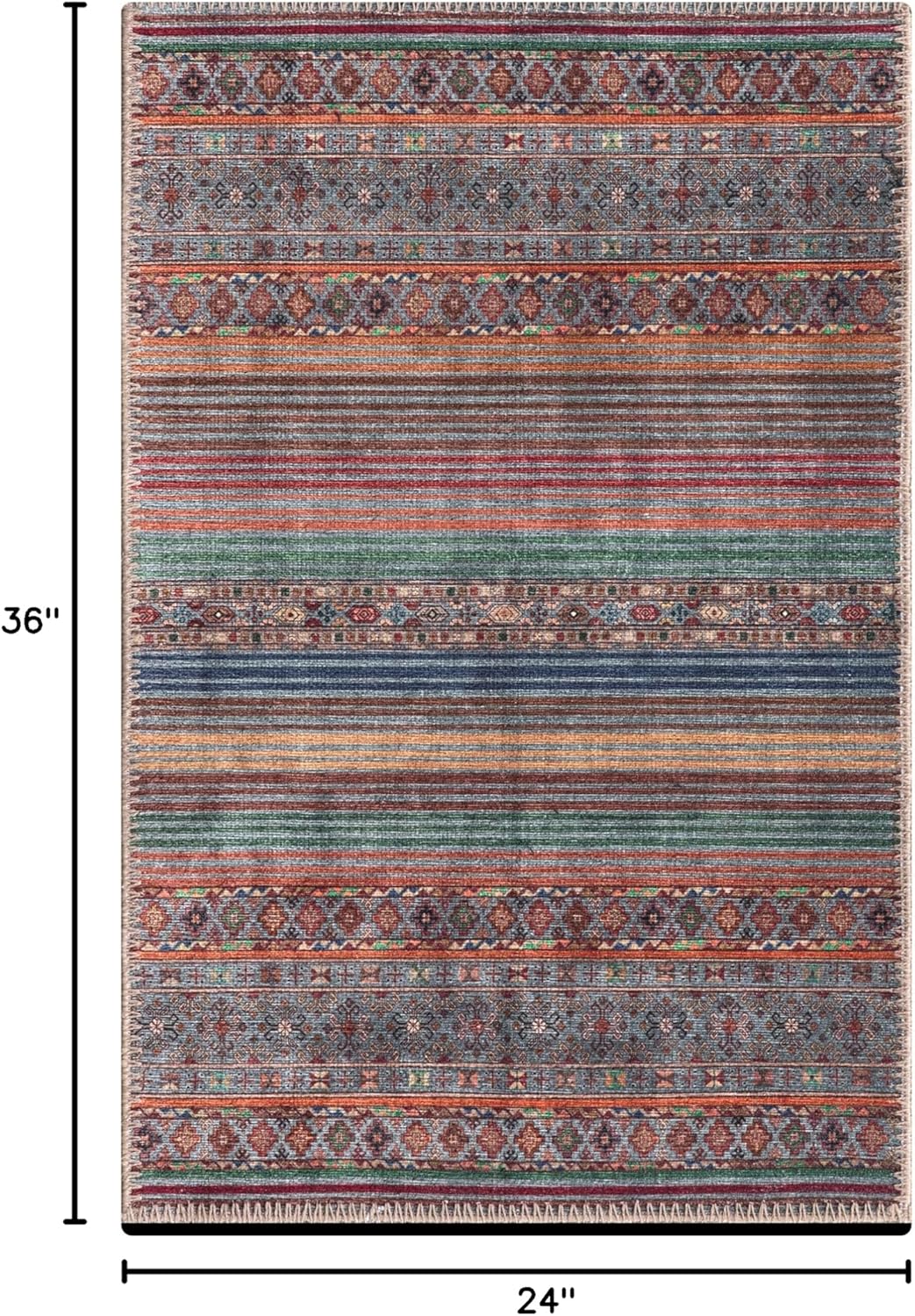 Keen Home Design 2x3 Rug - Machine Washable Entry Rug with Non-Slip Backing, Ideal for Enteryway, Kitchen, Bathroom, Laundry Room - Vintage, Easy Clean, Durable, Low Pile Rug - (2' x 3')