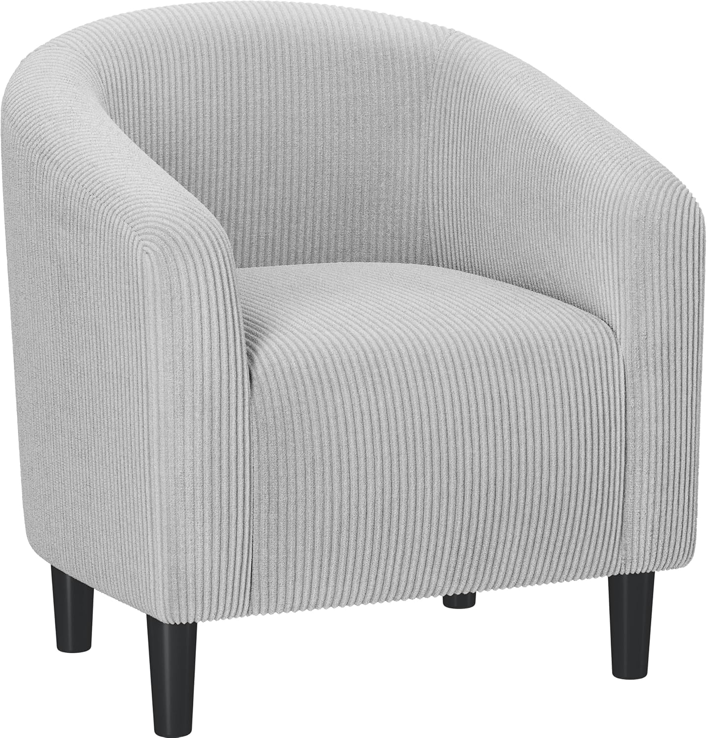 Yaheetech Accent Barrel Chair, Corduroy Fabric Club Chair, Furry Sherpa Elegant Armchair with Cozy Soft Padded for Living Room Bedroom Reception Room Office, Light Gray