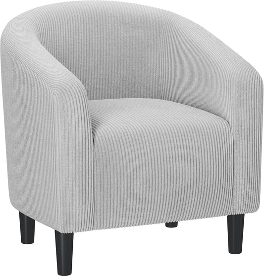 Yaheetech Accent Barrel Chair, Corduroy Fabric Club Chair, Furry Sherpa Elegant Armchair with Cozy Soft Padded for Living Room Bedroom Reception Room Office, Light Gray