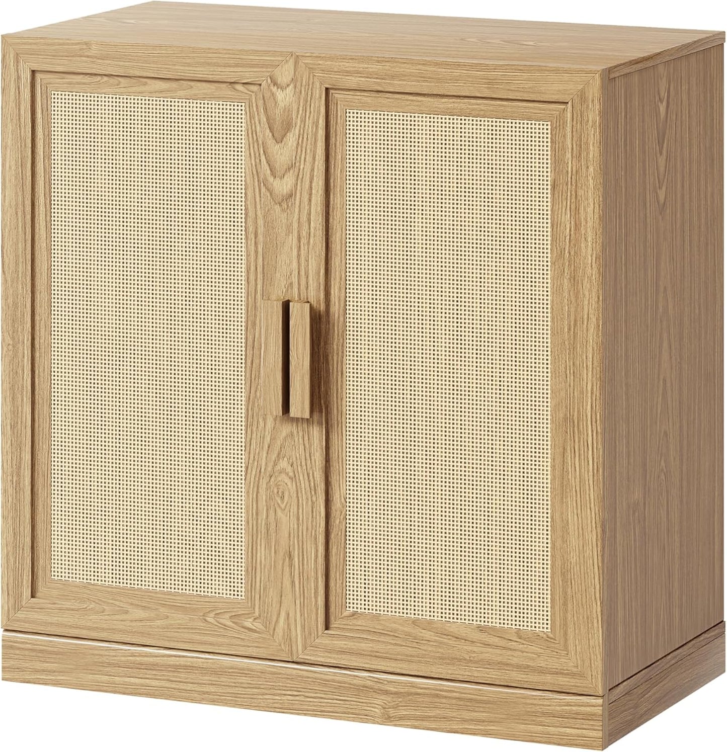 Buffet Cabinet, 2-Doors Sideboard Cabinet with Rattan Panels, Buffet Console Accent Table for Hallway Entryway Dining Room, 31", Oak