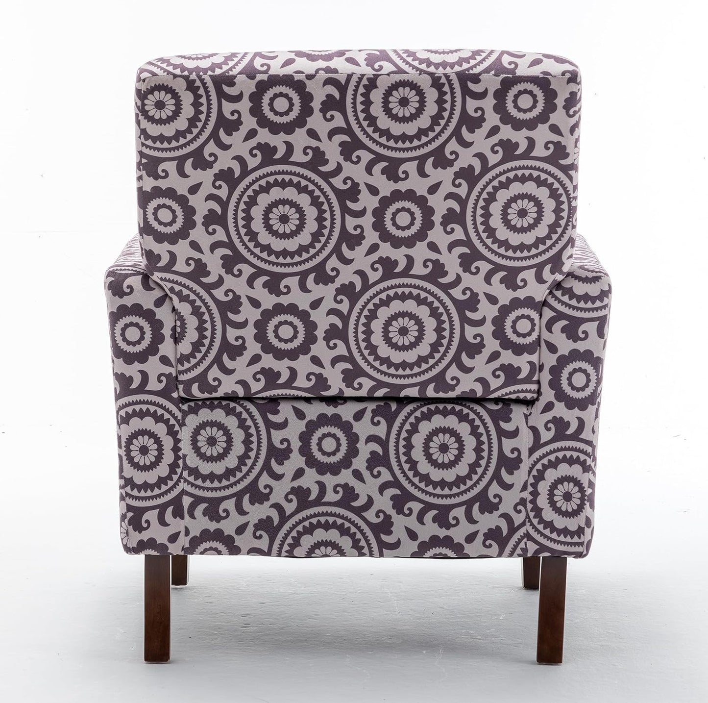 Container Furniture Direct Contemporary Accent Arm Chair with Birch Wood Frame and Velvet Upholstery, Armchair for Office and Living Room Decor, Removable Cushions, 02 Printed Fabric