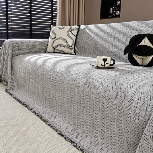 Nobildonna Sofa Cover Washable Soft Thicken Chenille Couch Cover with Tassel,Waterproof Sofa Slipcovers for 2 Cushion Couch,Loveseat,Futon Couch Furniture Protector Pet-Friendly,Gray 71"x102"