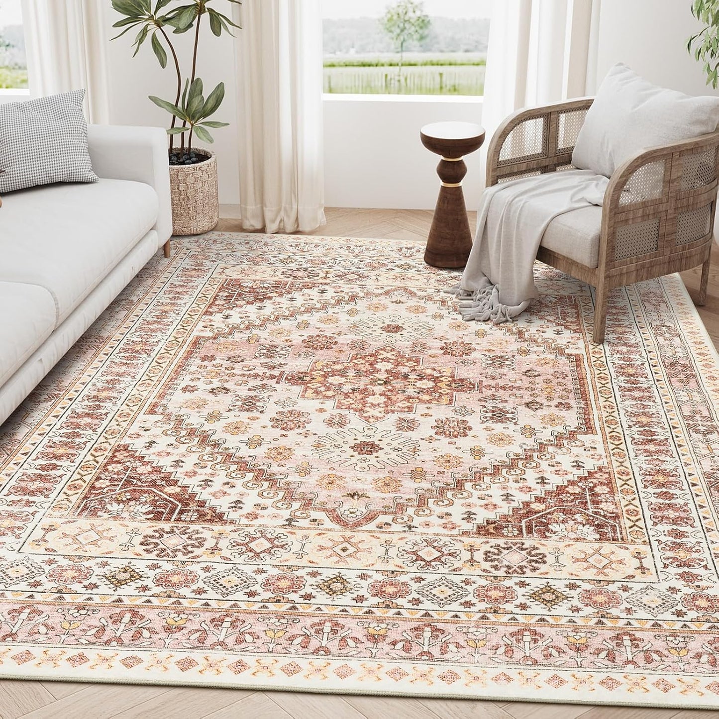 zesthome 6x9 Area Rug, Super Soft Washable Rugs for Living Room, Non-Slip Stain Resistant Vintage Rugs, Ultra-Thin Large Area Rugs