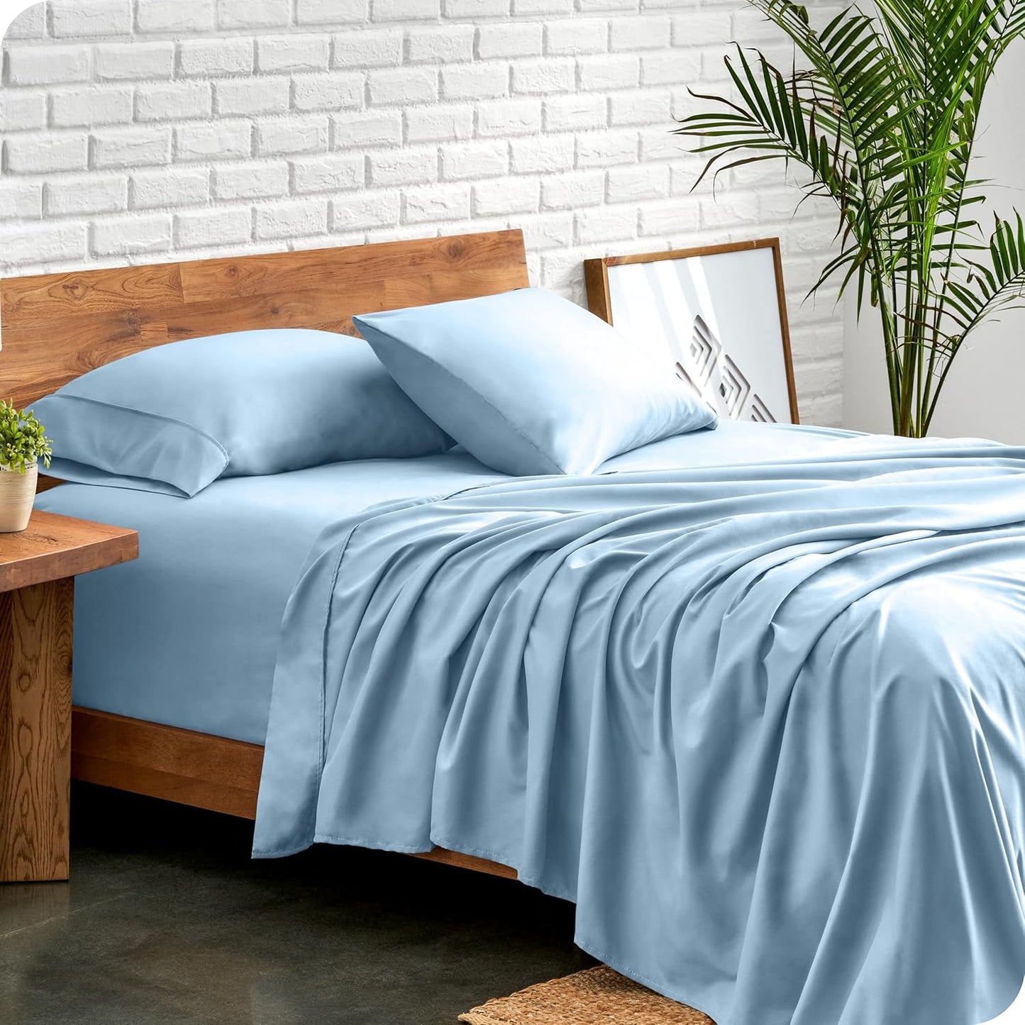 Bare Home Twin Sheet Set - 1800 Ultra-Soft Microfiber Twin Bed Sheets - Double Brushed - Deep Pockets - Easy Fit - Extra Soft - 3 Piece Set - Bedding Sheets & Pillowcases (Twin, Light Blue)