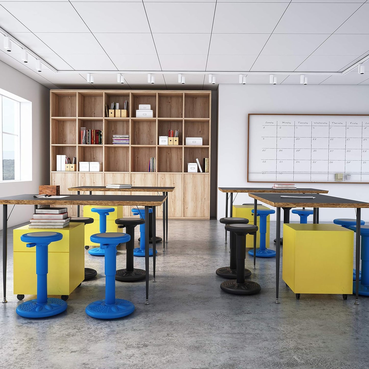 ActiveChairs Adjustable Wobble Stool, Flexible Classroom Seating, Improves Focus, Posture and Helps ADHD/ADD, Sensory Chair, Active Fidget Chairs Adjusts from 16.65" to 23.75" Ages 13-18 Black