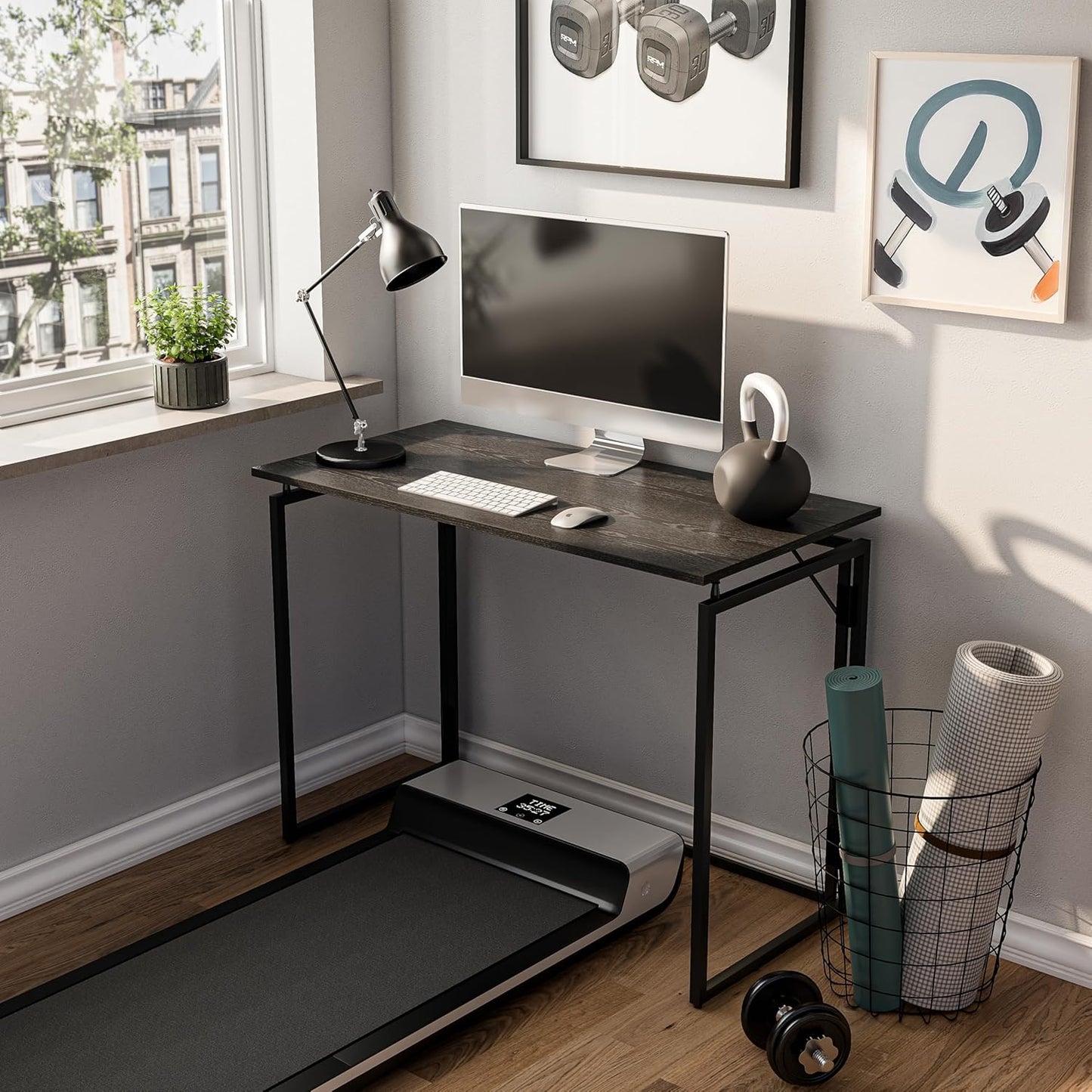 Folding Desk 40 Inch - Small Foldable Desk for Small Space Minimalist, Space Saving Collapsible Compact Desk Portable Table for Craft, Writing, Study and Work (No Assembly Required)