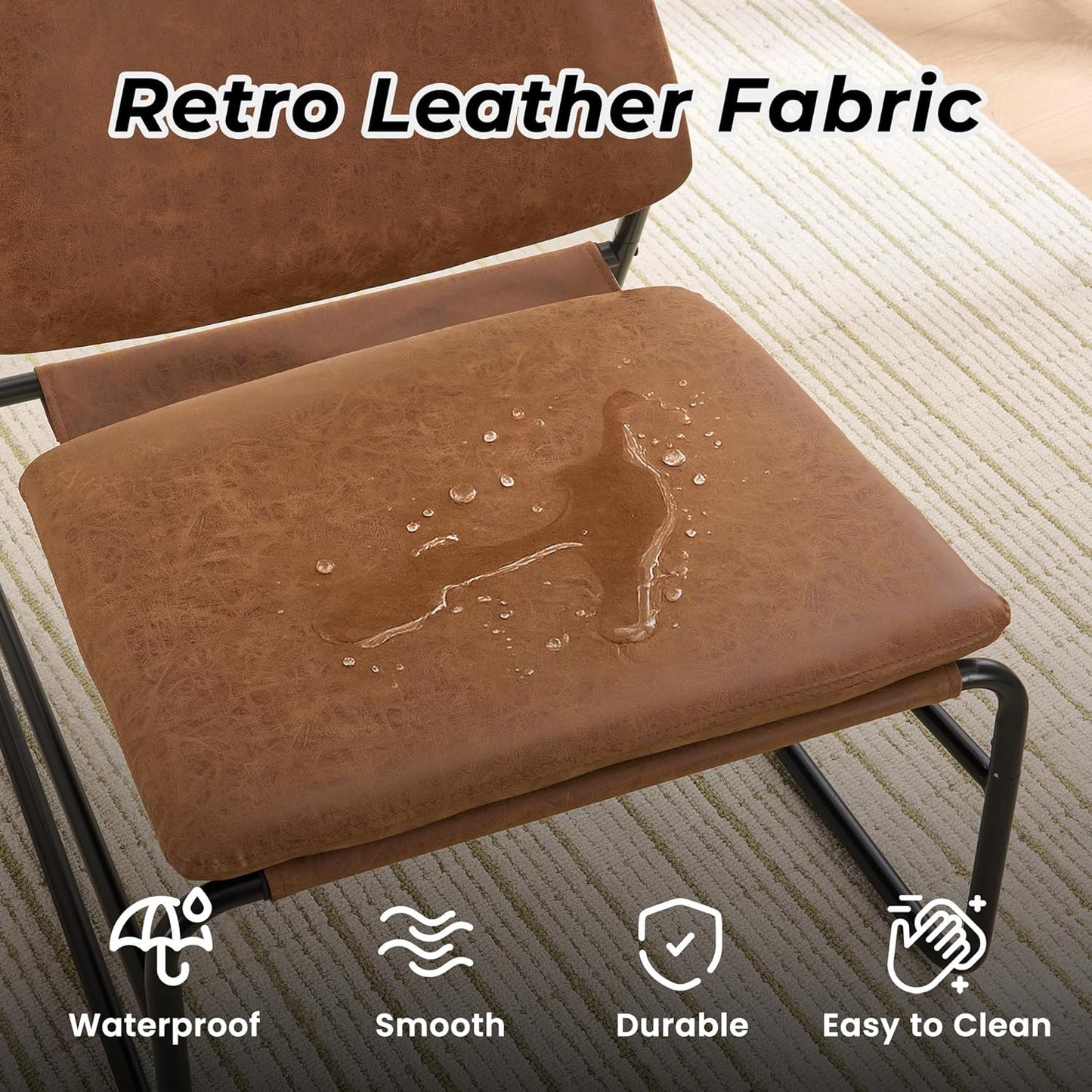 DAICO Modern Accent Chair Comfy Living Room Chair Armless Sling Accent Chairs Upholstered Side Sitting Chairs with Metal Frame for Office Reception Reading Bedroom Waiting Room, Camel