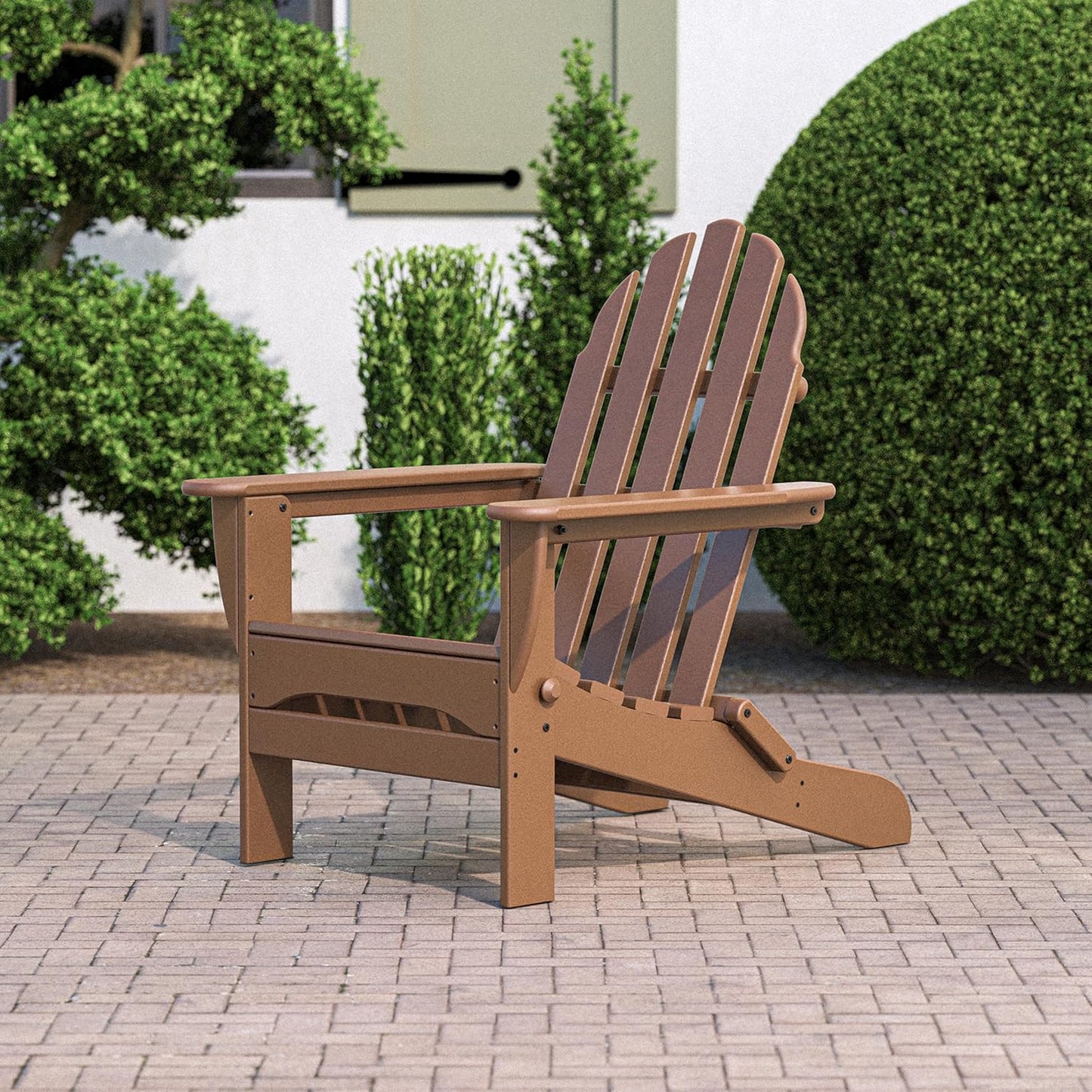 POLYWOOD AD5030TE Classic Folding Adirondack Chair, Height: 35.00" - Width: 29" - Depth: 35.00", Teak