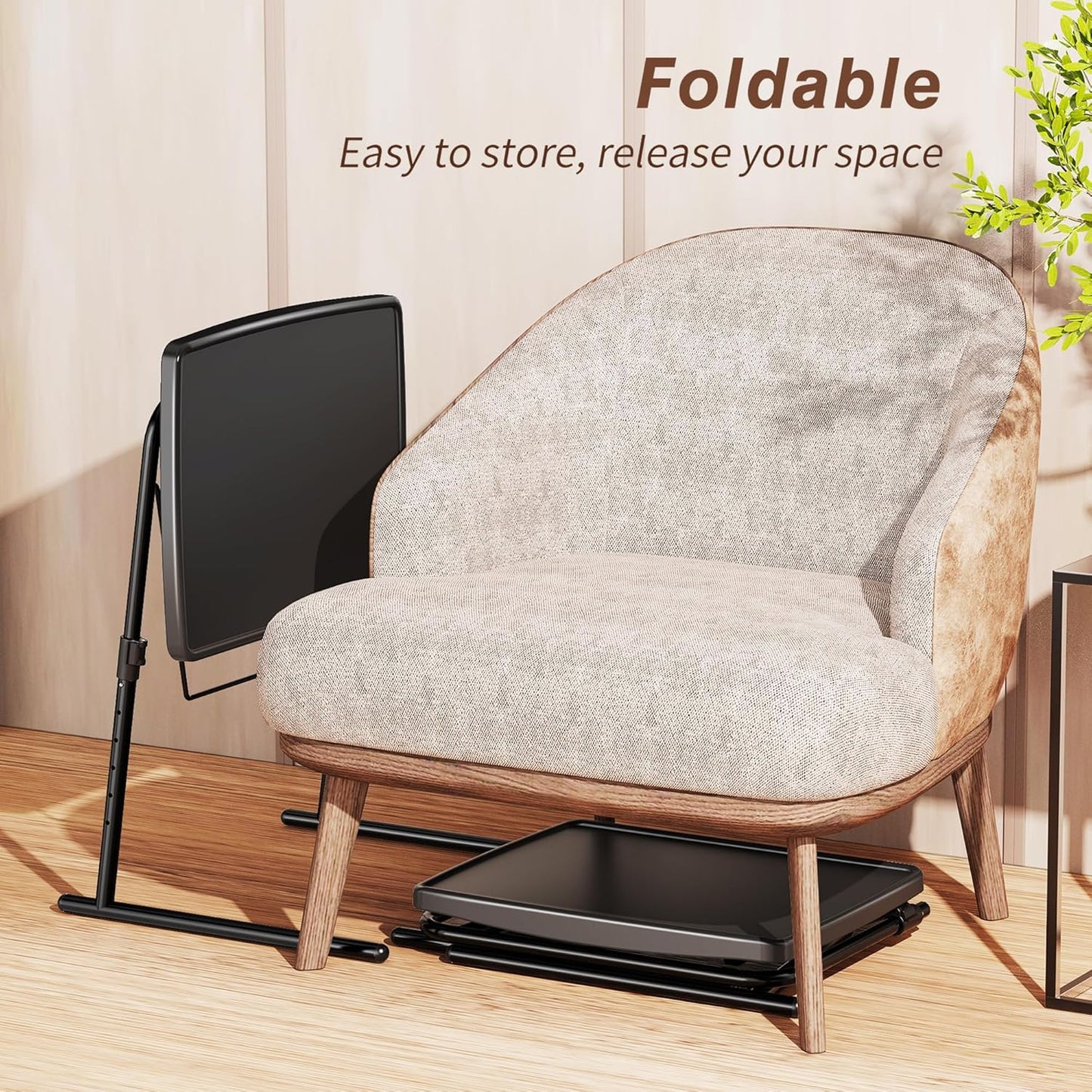 Max TV Tray Table, Allpop Adjustable Large TV Tray for Eating, Folding Dinner Laptop Table on Couch & Bed with 6 Heights & 3 Tilt Angles, Black