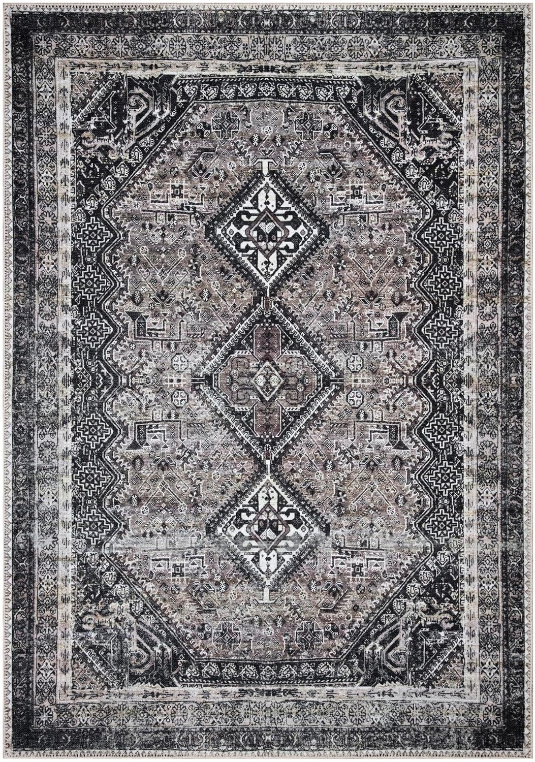 Keen Home Design 4x6 Rug - Machine Washable Area Rug with Non-Slip Backing, Ideal for Living Room, Dining Room, Bedroom - Vintage, Easy Clean, Durable, Low Pile Rug - (4' x 6')